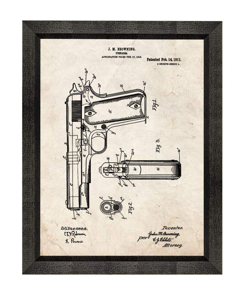 Vintage Colt 1911 Gun Patent Art Print - 16