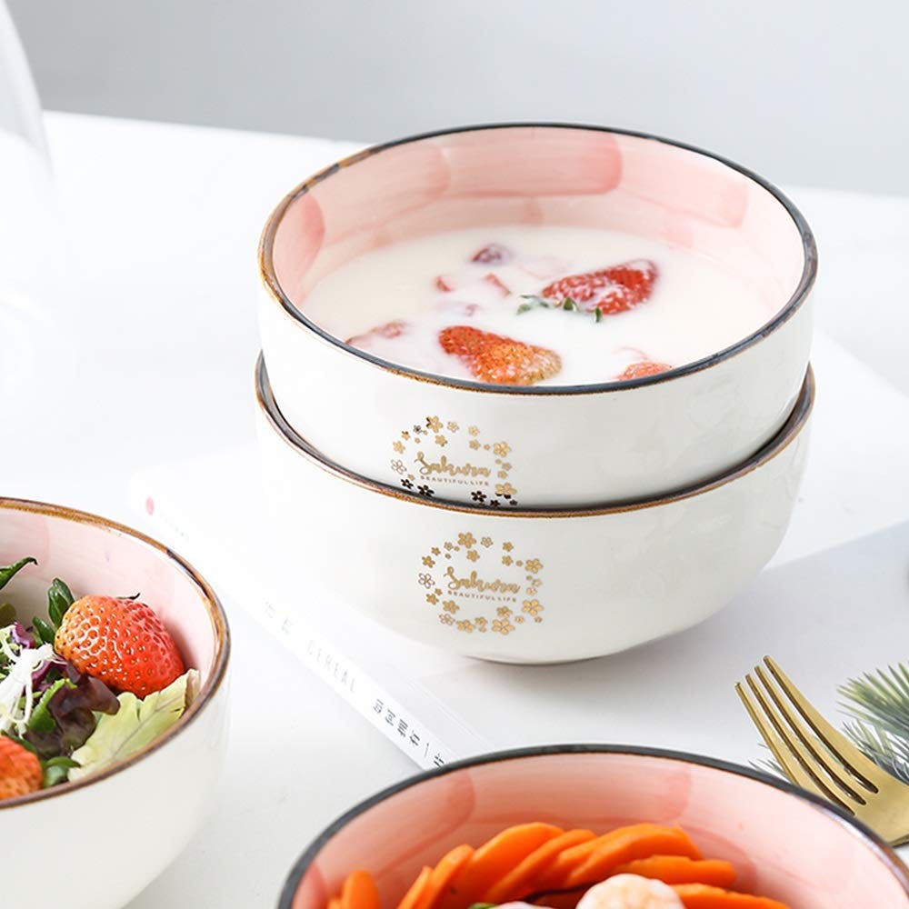 2-Piece Rotten Cherry Ceramic Salad Bowls - Cute Breakfast & Dessert Bowls for Home, Fruits, Snacks | Perfect for Dining, Entertaining & Kitchen Decor