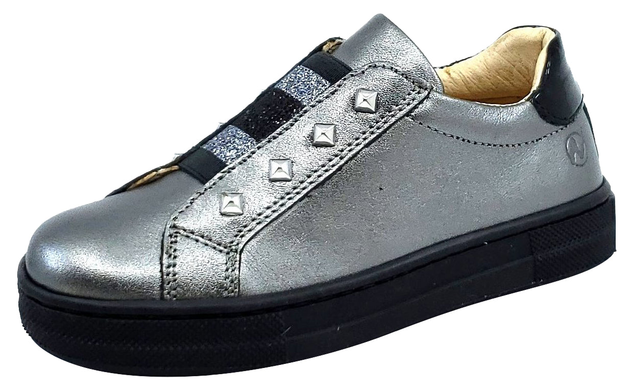 Naturino Kids' Oristano Shoes for Girls & Boys - Laminated/Polished Black Steel - Comfortable & Durable for School, Play & Everyday Wear