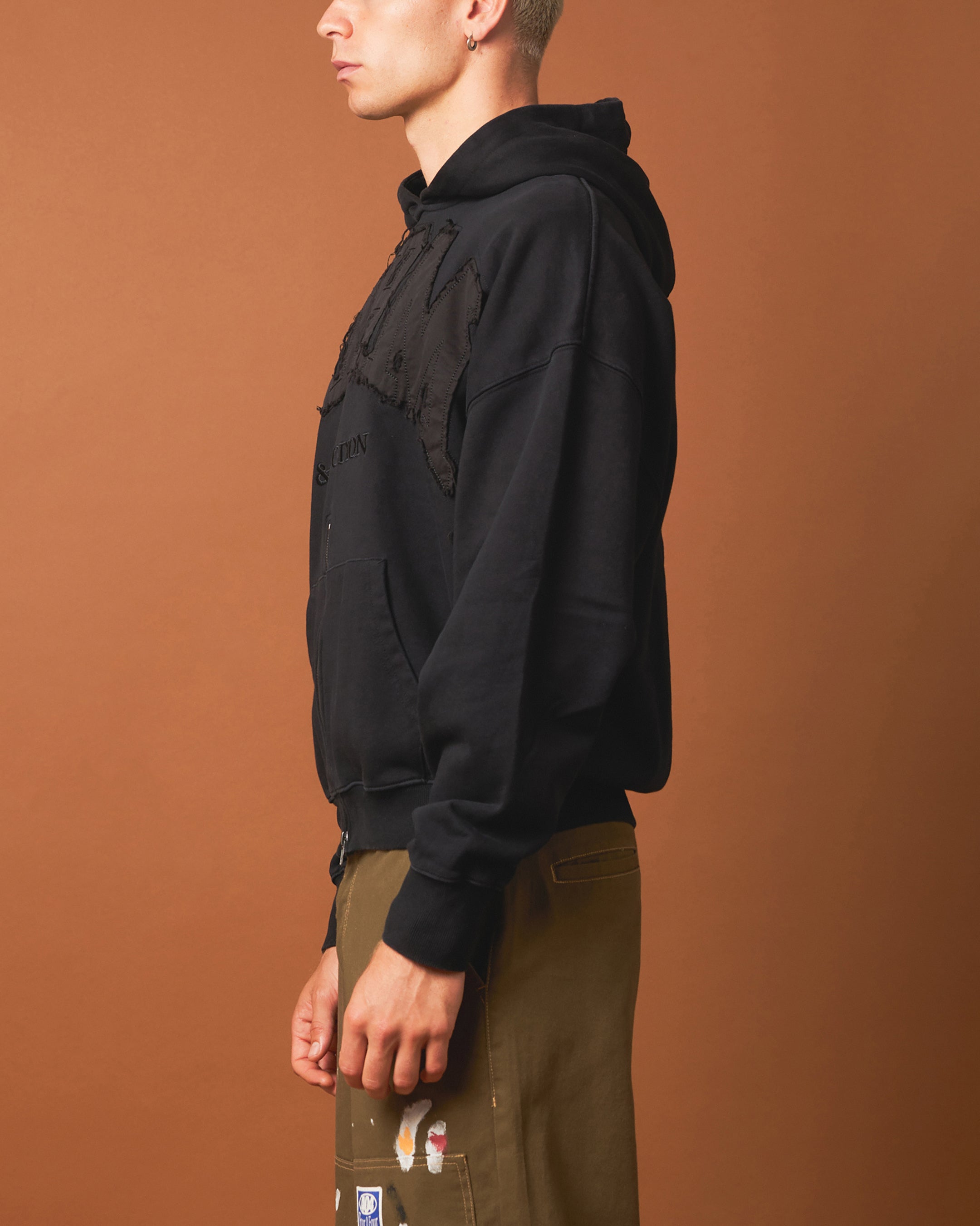 404 Bottom Zip Form Hoodie Black - Stylish Unisex Pullover for Streetwear & Casual Outfits | Perfect for Gym, Lounge & Outdoor Activities