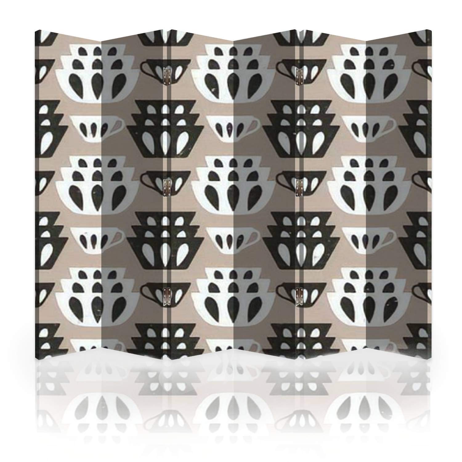 6-Panel Canvas Room Divider Screen - Foldable Privacy Partition Wall for Kitchen & Living Room | Seamless Pattern Background for Cooking & Home Decor