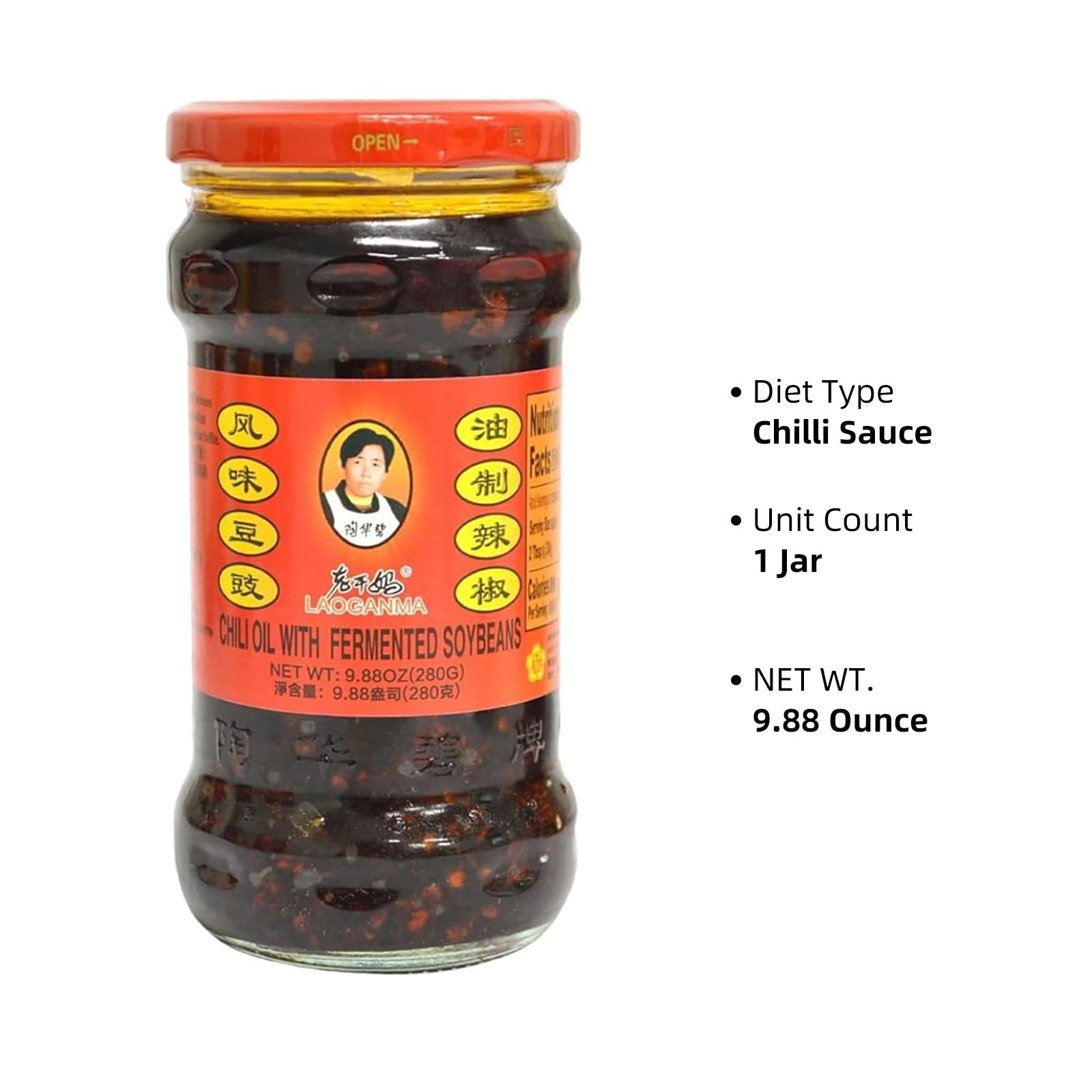 Lao Gan Ma Spicy Chili Crisp Hot Chili Oil Sauce - 9.88OZ (280g) Family Size - Authentic Chinese Chili Oil with Balanced Spiciness & Rich Flavor - Perfect for Stir-Fries, Noodles, Dumplings & Asian Cuisine
