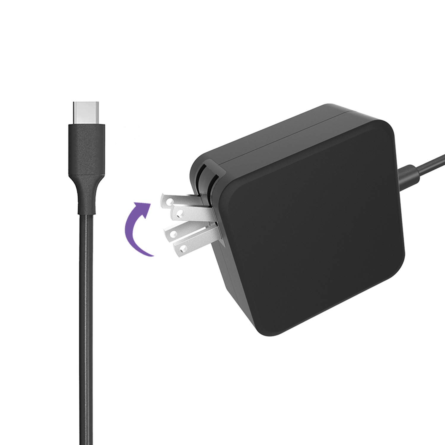 65W USB-C Fast Charger UL Listed - Compatible with HP Spectre x360 13/15, EliteBook x360 830/840/850, 735/745, 1040 G5/G6, 1020/1030 G2 Laptops - AC Power Adapter & Cord for Home, Office & Travel Charging
