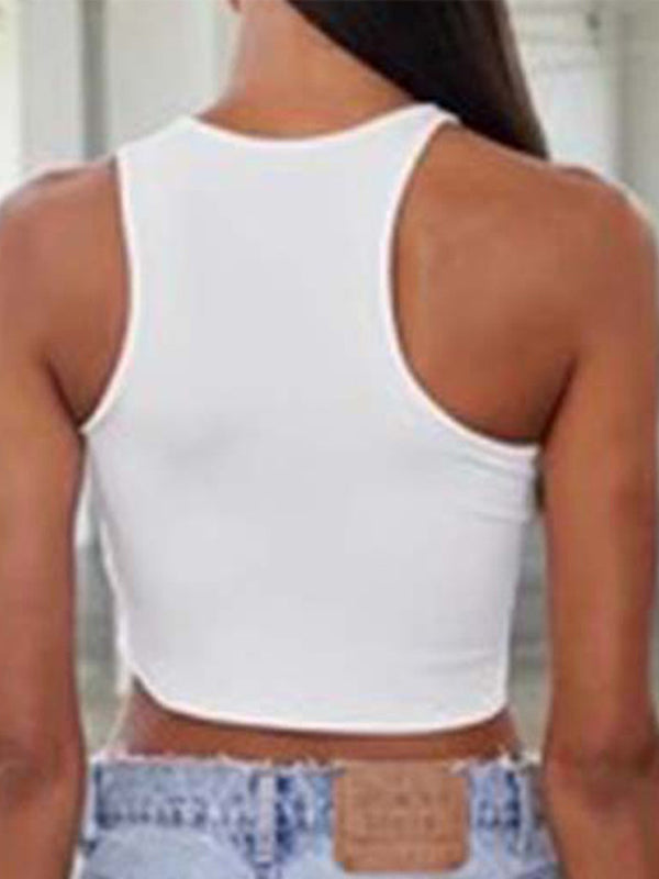 ZASUWA Women's Sexy Round Neck Asymmetrical Design Tank Tops - Perfect for Summer Outfits, Beachwear, and Casual Fashion