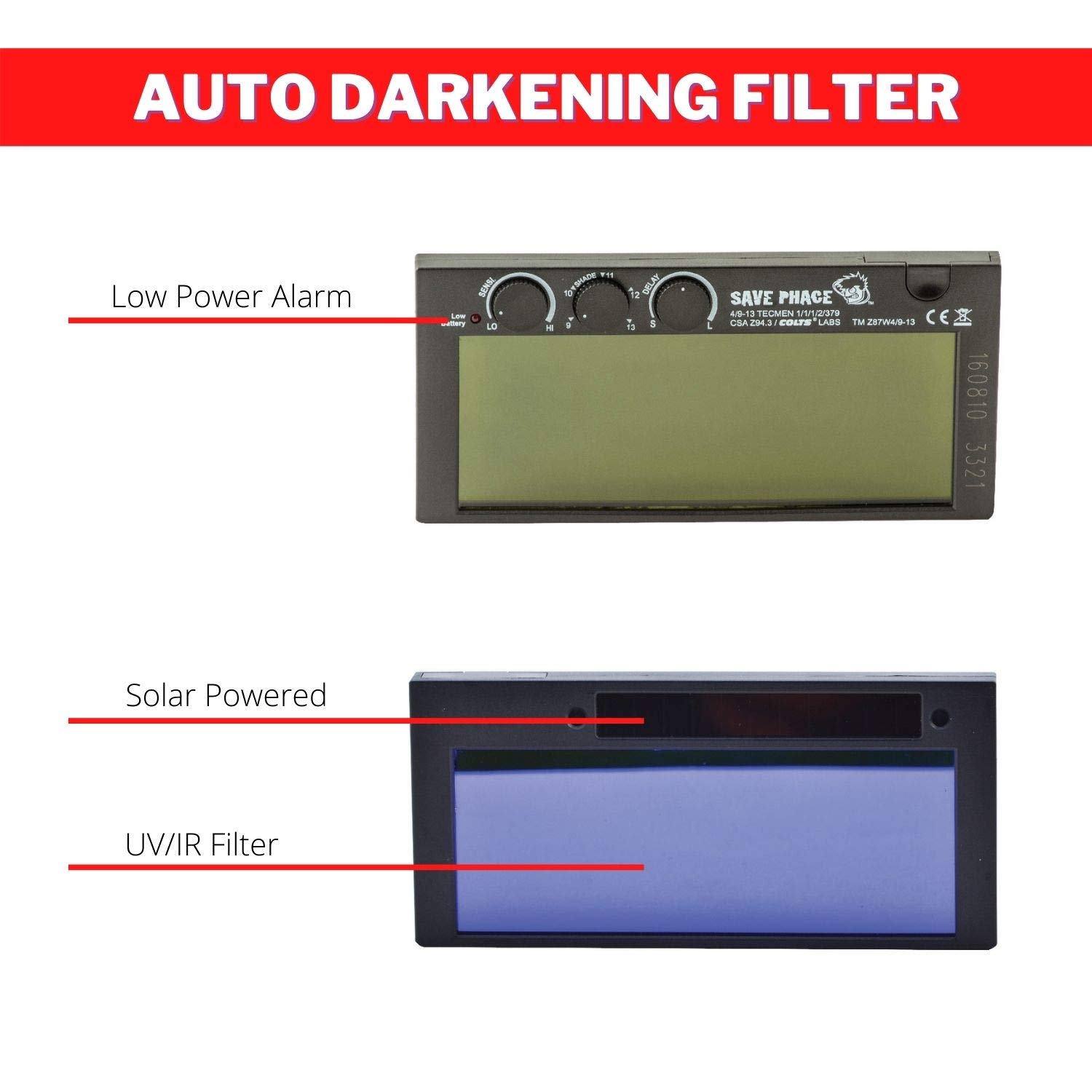 Save Phace Auto Darkening Welding Helmet - Spiderman Gen Y Welder Hood with Wide Viewing Area (2nd Largest) for SMAC/MIG/TIG/SPOT Welding - 2 ARC Sensors, Solar Powered & Grind Mode (3012336) - Perfect for DIY Projects, Metal Fabrication, and Professional Welding Work