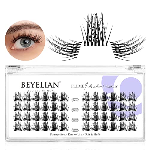 BEYELIAN DIY Eyelash Extension Kit - 48 Cluster Lashes for Natural Look, Reusable False Eyelashes with Super Thin Clear Band & Glue (Style 5, 0.07mm, 10mm) - Perfect for Daily Wear, Special Occasions & Professional Makeup Artists