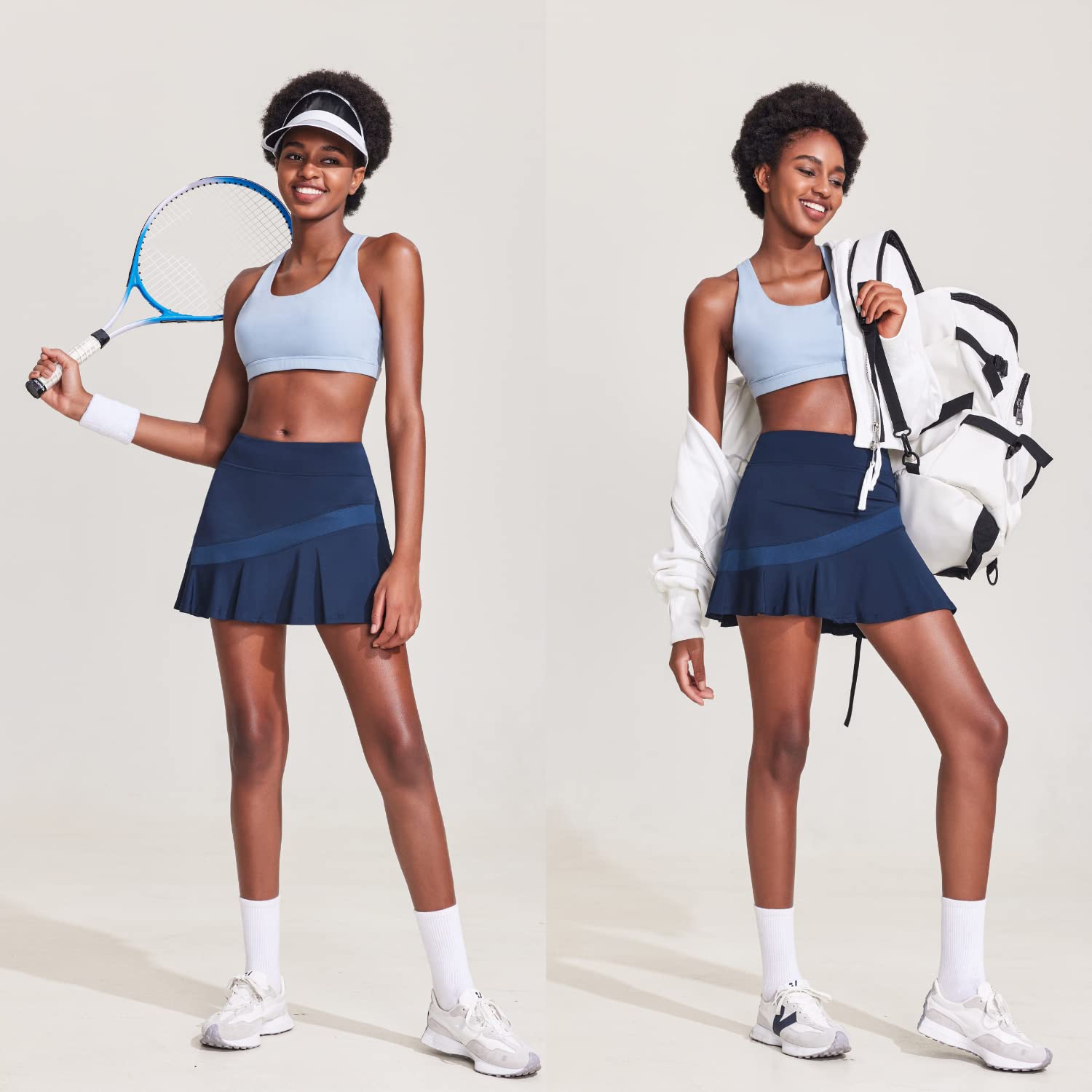 Ekouaer Women's Pleated Tennis Skirt with Built-in Shorts & Pockets - Lightweight Athletic Skort for Golf, Running & Workout - Perfect for Court Sports, Gym & Outdoor Activities