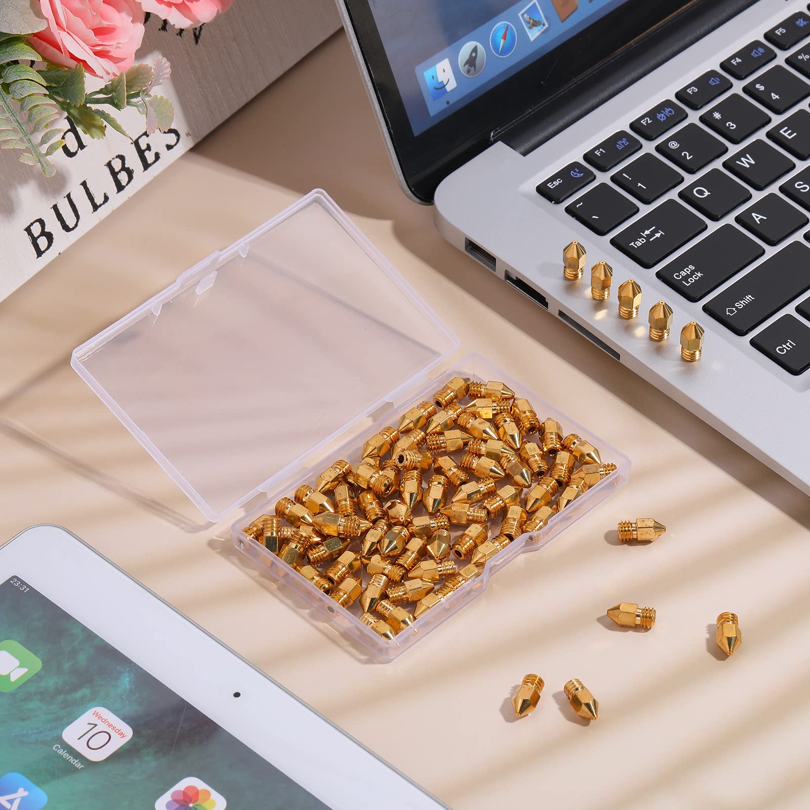 75-Piece 0.4mm MK8 3D Printer Brass Nozzle Kit - Hardened Extruder Tips Compatible with Creality Ender 3, CR-10, Makerbot & More | Perfect for ABS, PLA, PETG Filament Printing | Home & Professional 3D Printing Projects