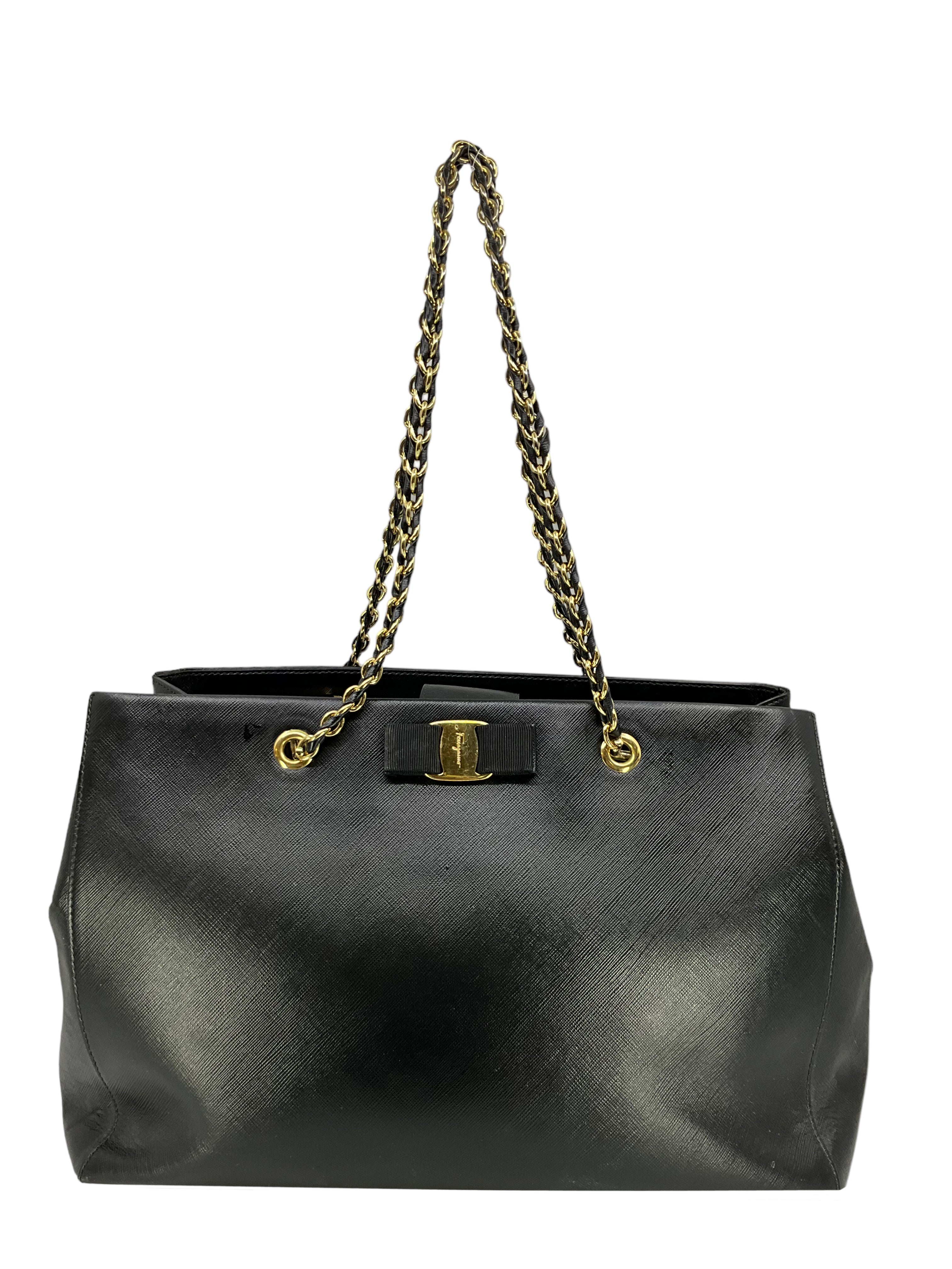 Salvatore Ferragamo Saffiano Leather Melike Vara Bow Bag for Women | Luxury Designer Handbag | Perfect for Work, Evening Events & Special Occasions