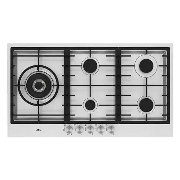 AEG 90cm 5 Burner Gas Cooktop - Premium Stainless Steel Built-in Cooktop for Modern Kitchens | Perfect for Home Cooking & Entertaining