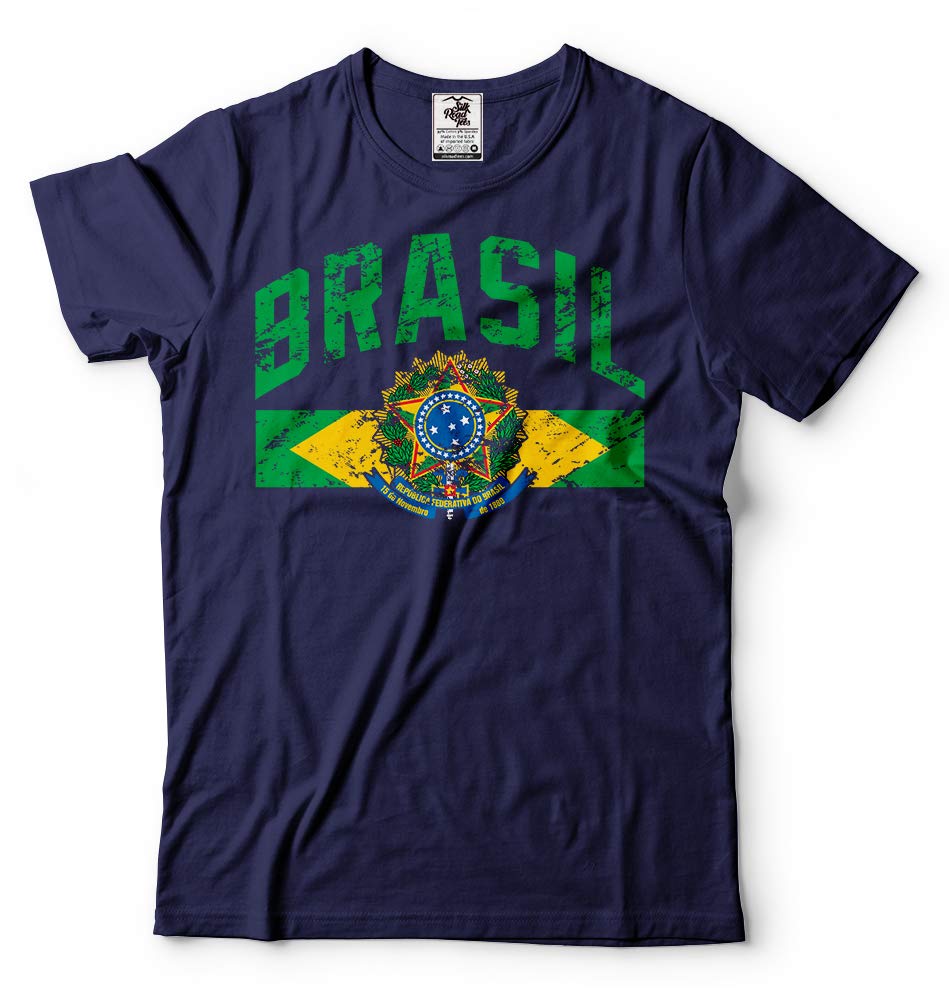 Brazil Flag & Coat of Arms T-Shirt - Unisex Vintage Brasil Tee for Men & Women | Perfect for Soccer Games, National Holidays & Patriotic Events