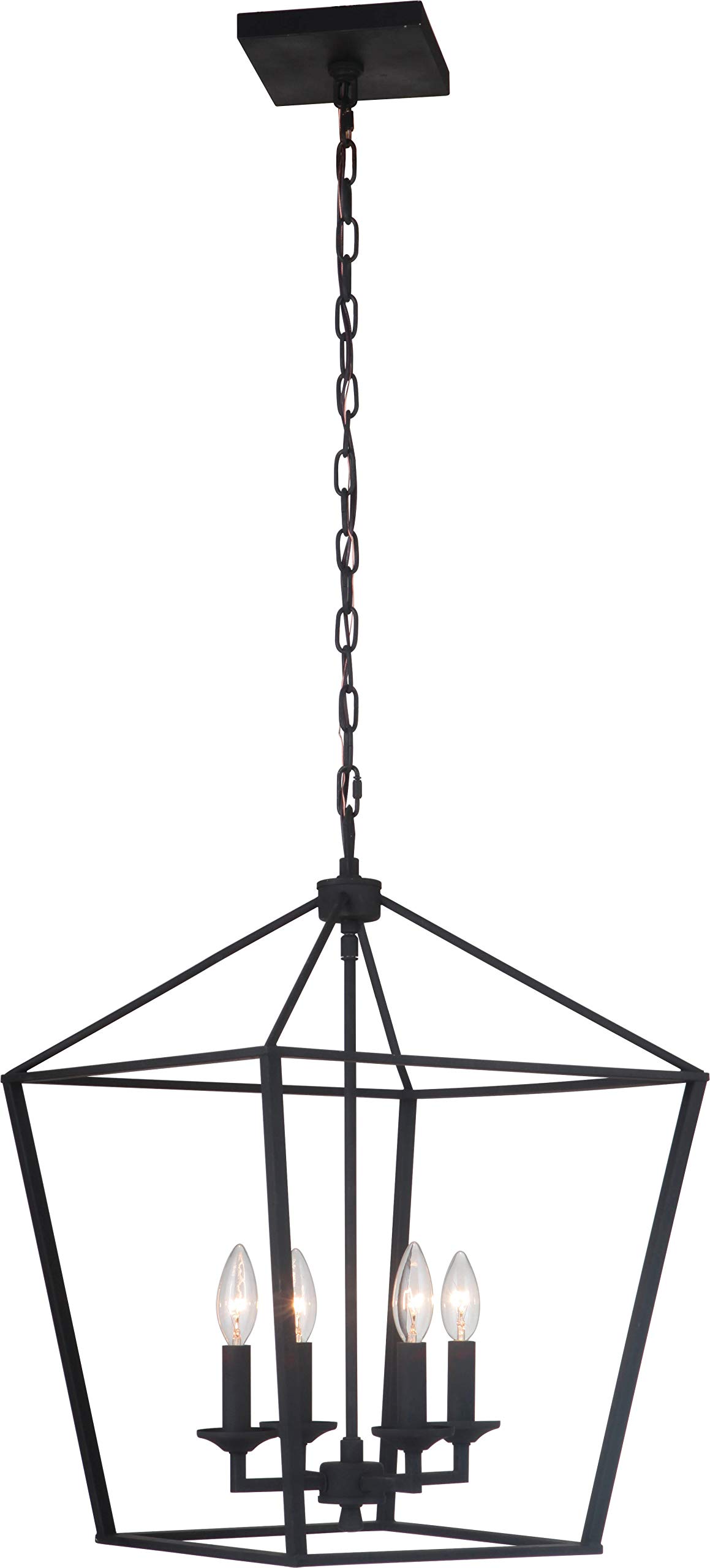Craftmade 52935-FB Flynt Open Cage Candle Pendant Ceiling Light Fixture - 4-Light 240W, Flat Black Finish, 23