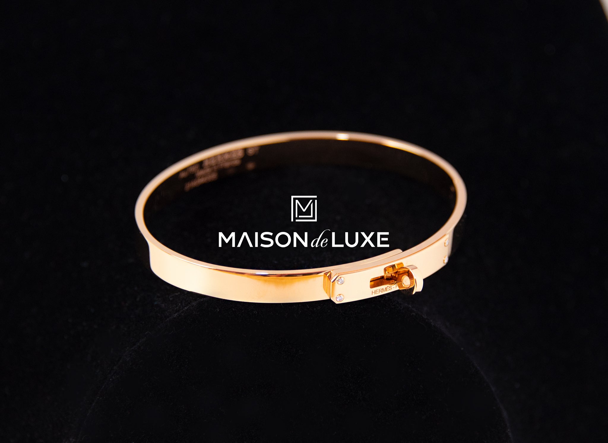 Hermes Rose Gold Kelly Bracelet with 4 Diamonds - Luxury Jewelry for Women, Perfect for Parties, Weddings & Special Occasions