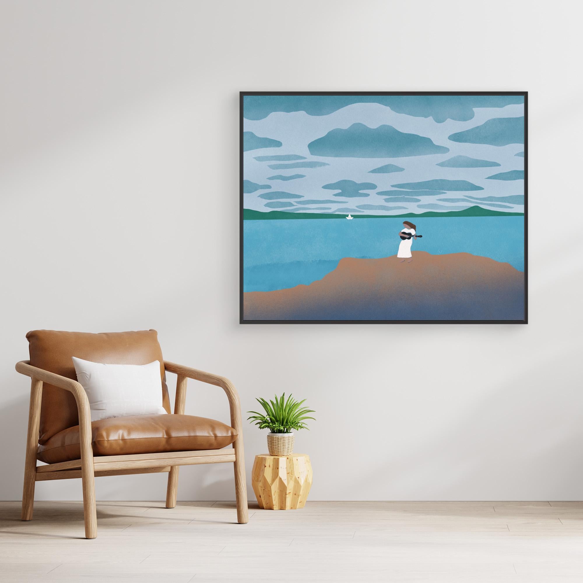 Little Dean Canvas Print - Sailing with My Guitar Wall Art for Home & Office Decor | Perfect for Living Room, Bedroom, or Gift