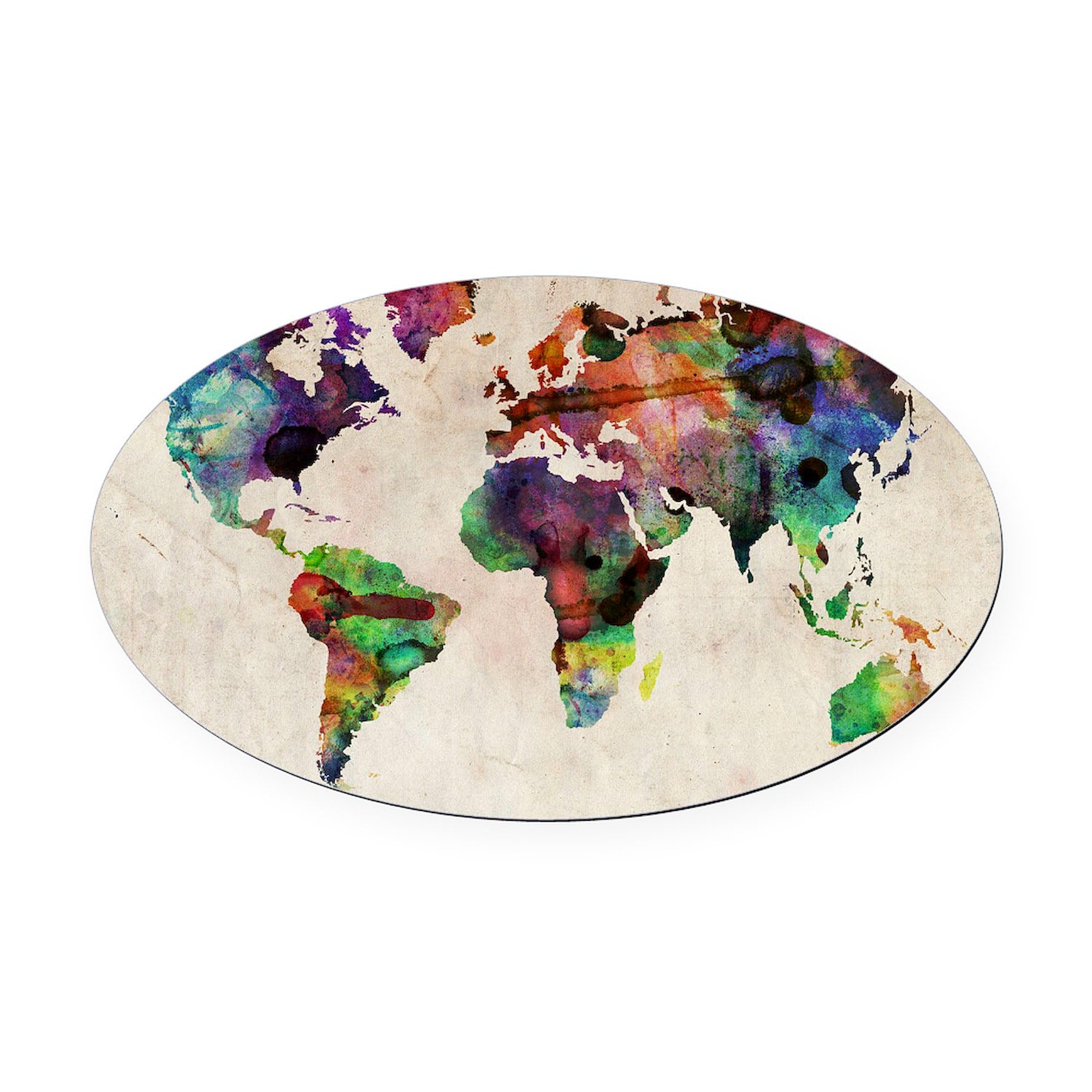 Euro Oval Bumper Magnet - World Map Urban Watercolor Design 14X10 Inch Car Magnet for Travel Enthusiasts | Perfect for Road Trips, RVs & Personalizing Vehicles