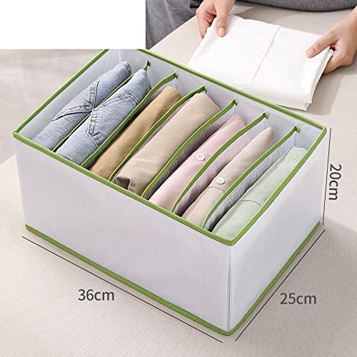 Washable Closet Organizer with 7 Grids - Large 9 & 12 Compartment Wardrobe Storage Bags (2 Pack, Green) - Perfect for Bedroom, Closet & Travel Organization
