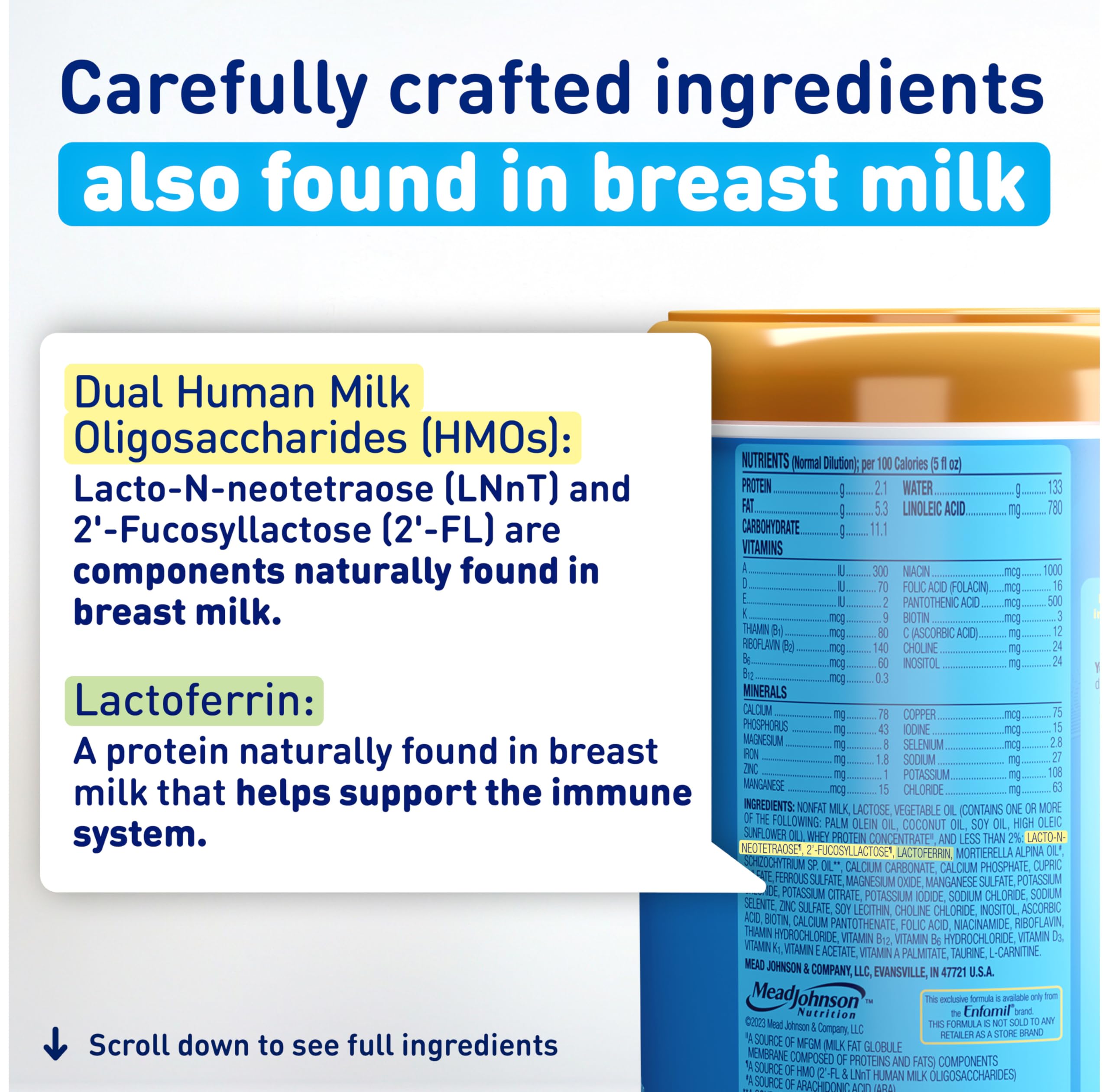 Enfamil Optimum Baby Formula - Closest to Breast Milk with Immune-Supporting Lactoferrin & Brain-Building DHA - 20.5 Oz (Pack of 4) - Ideal for Newborns & Infants for Healthy Growth & Development