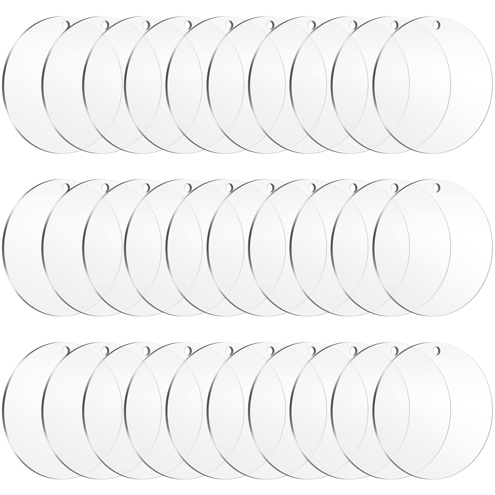 30 Pack Clear Acrylic Disc Blanks - 3mm Thick Transparent Round Plastic Circles for DIY Christmas Ornaments, Holiday Crafts, Scrapbooking & Home Decor Projects