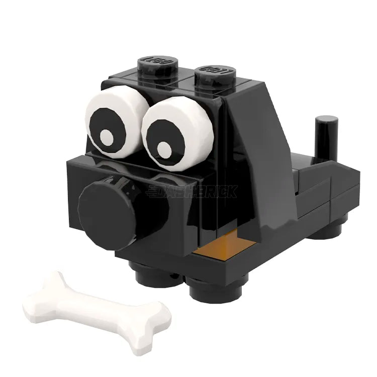 LEGO Brick Puppy Dog Toy - Marley Black with Nougat Collar [MiniMOC] | Creative Building Blocks for Kids, Perfect Gift for Dog Lovers & LEGO Collectors | Playtime, Display & Collection