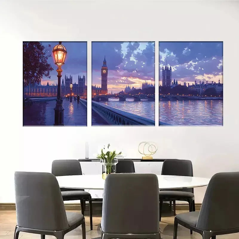 3-Piece London Big Ben & Westminster Bridge Sunset Wall Art Set - Framed Canvas 40x60cm - High Quality Print - 100% Australian Made - Ready to Hang - Perfect for Living Room, Bedroom & Office Decor