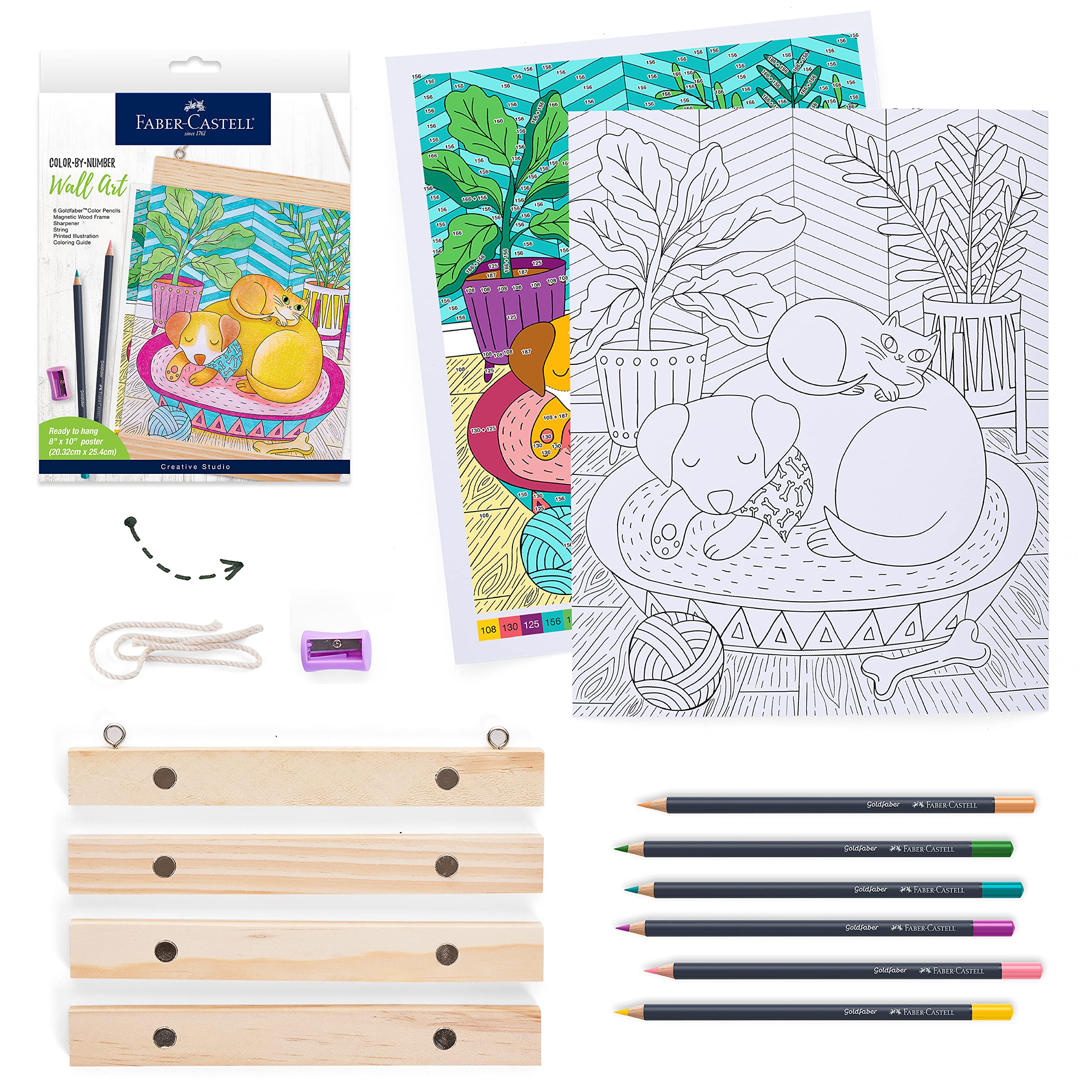 Faber-Castell Color by Number Wall Art - Pet Parents Coloring Kit for Adults with Pencils | Home Decor & Relaxation
