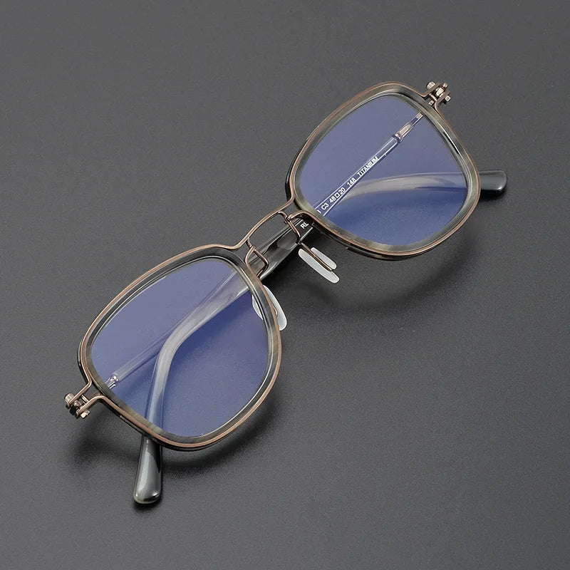 Stylish Black Acetate & Titanium Square Eyeglasses for Women - Full Rim Frame - Perfect for Work, Reading & Fashion Accessories