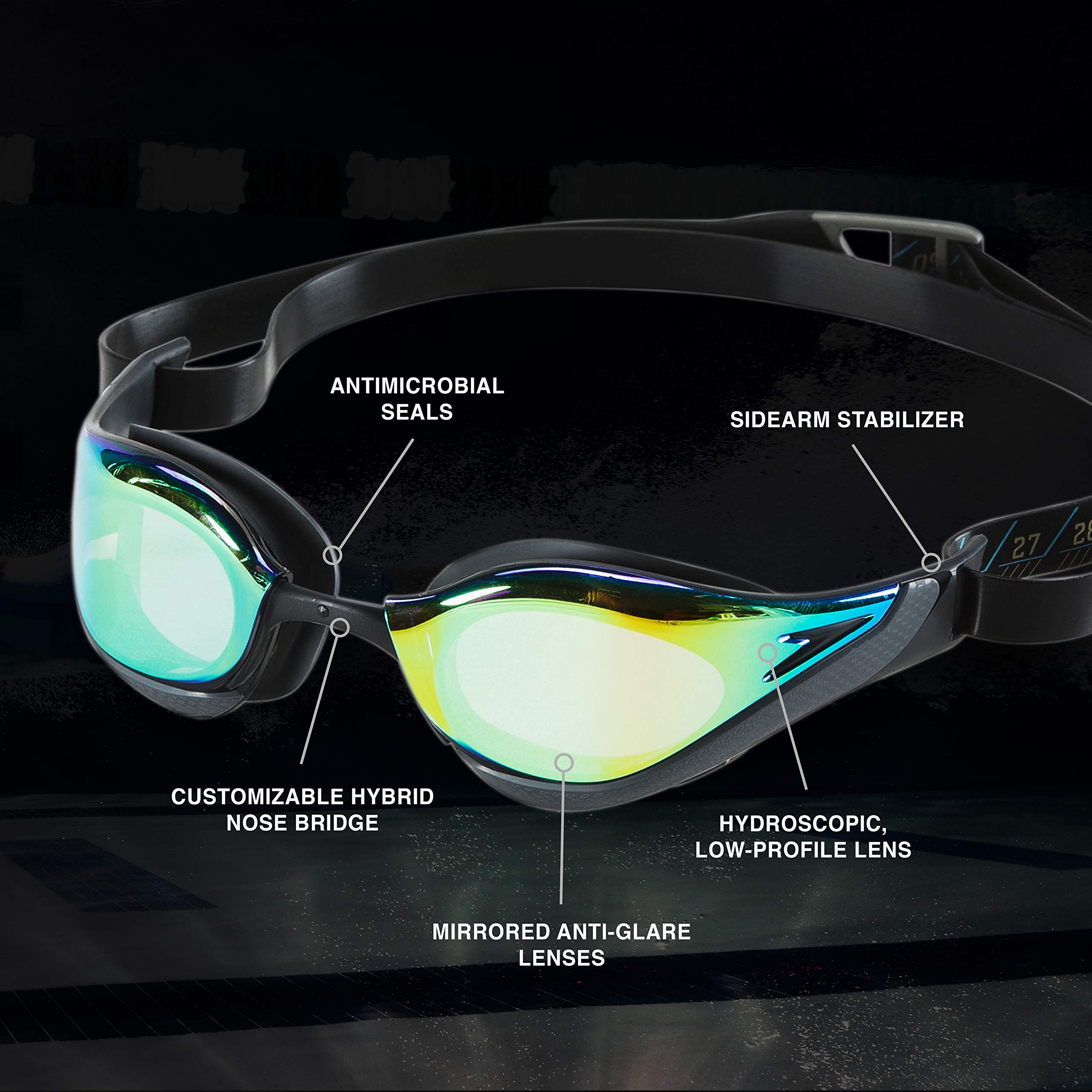 Speedo Unisex Adult Mirrored Fastskin Pure Focus Swim Goggles - UV Protection & Anti-Fog for Competitive Swimming, Triathlon & Pool Training