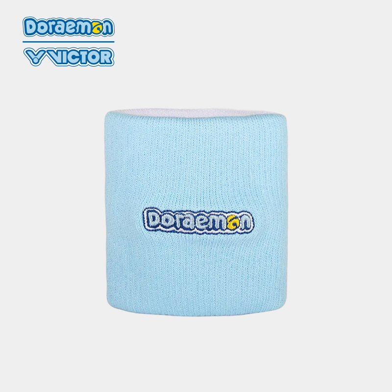 Victor X Doraemon Anime Wristband SP507DRM - White & Blue Adjustable Sports Bracelet for Running, Gym Workouts & Cosplay Accessories