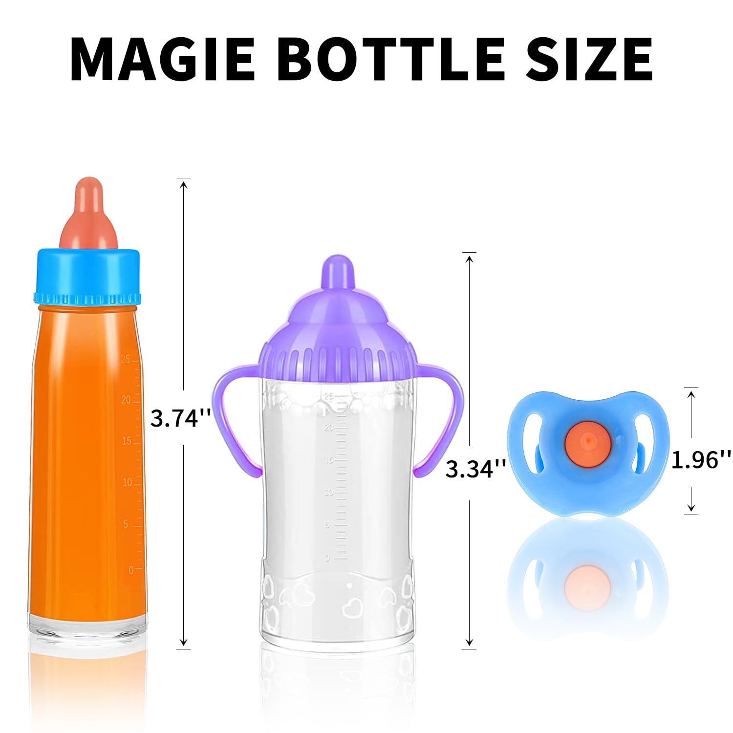 SCOM 3 Pack Baby Doll Accessories Set with Bottle & Pacifier - for Girls & Boys (Blue) - Perfect for Pretend Play