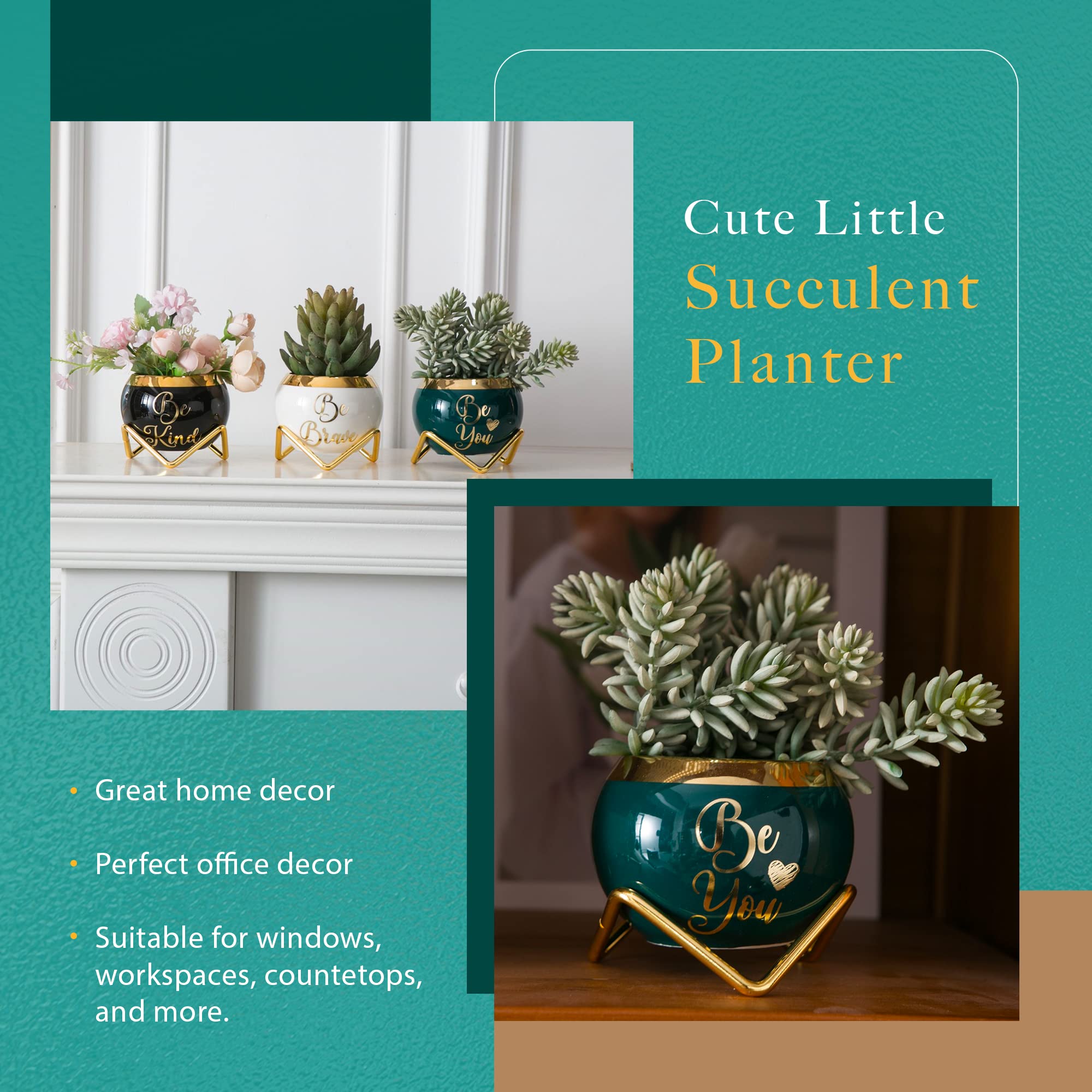 PeraBella Inspirational Gifts for Women - Spiritual Elephant Succulent Planter Set of 3 | Thoughtful Present for Female Friends, Valentine's Day, Wife | Perfect for Home Decor, Office Desk & Meditation Space