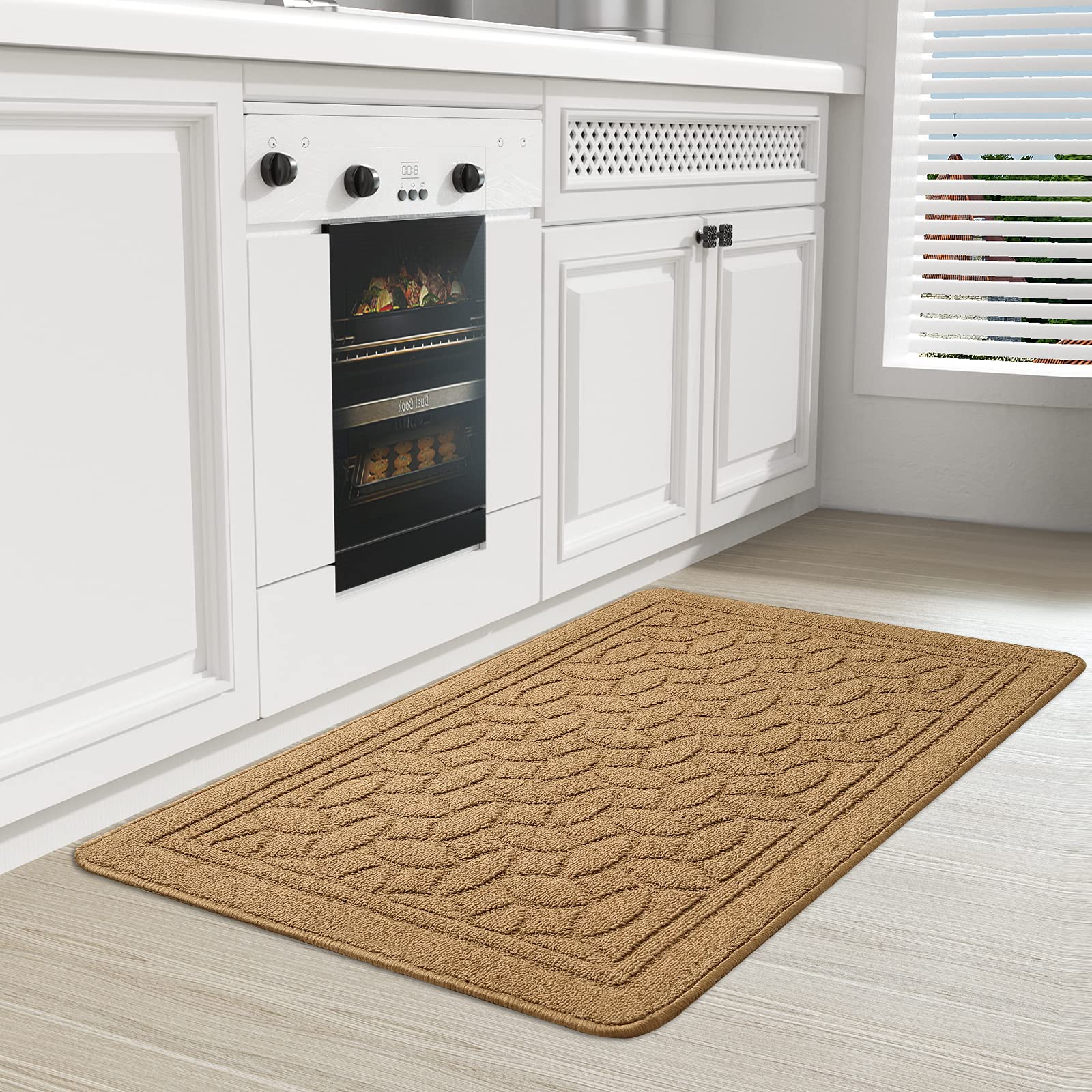 Non-Slip Beige Kitchen Runner Rug 24x39 Inches - Machine Washable, Easy Clean Floor Mat for Home & Kitchen - Perfect for High Traffic Areas, Under Sink, and Dining Spaces