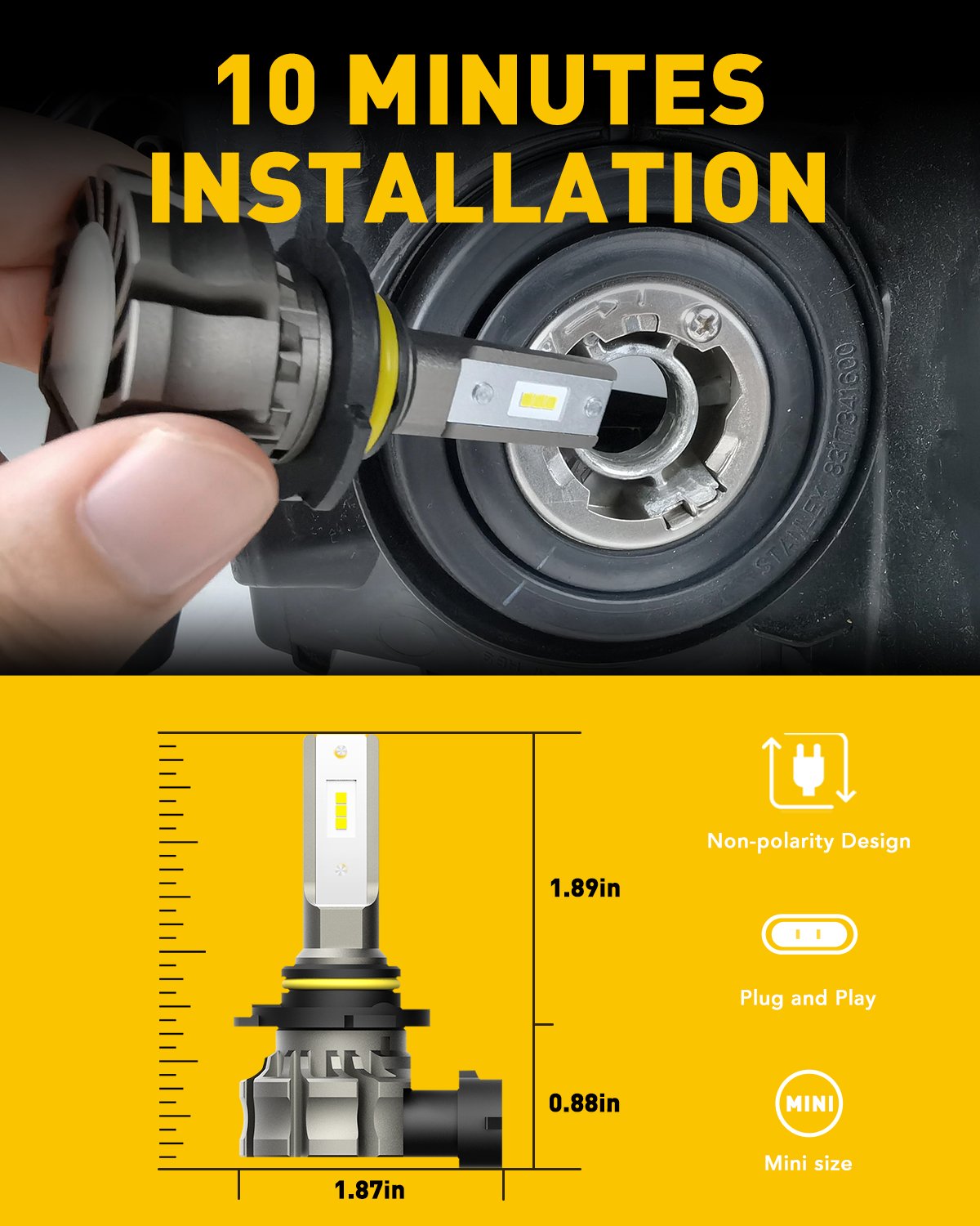 AUXITO 9145 9140 H10 LED Fog Light Bulbs - 6000 Lumens, 6500K White, 300% Brighter, Fanless Design - Replacement for Cars, Trucks, SUVs - Perfect for Night Driving and Foggy Conditions