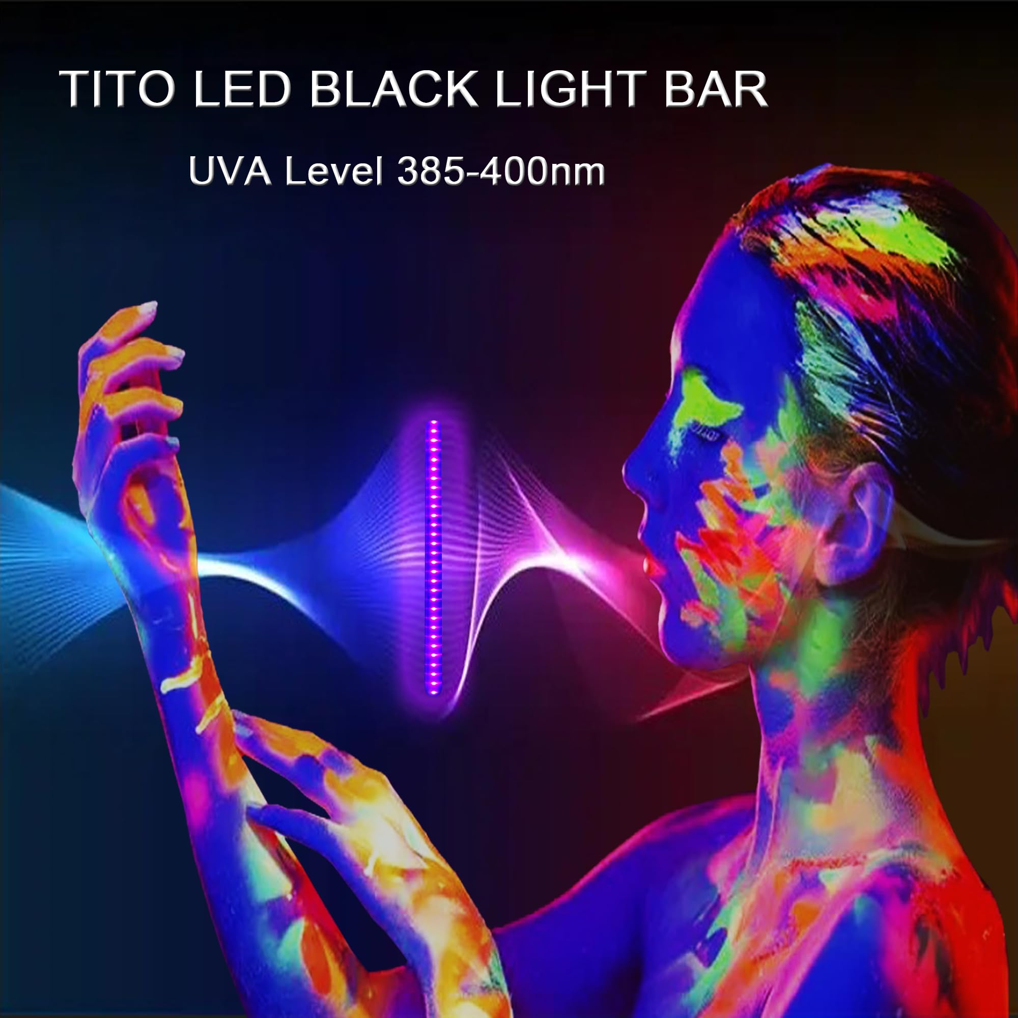 TITO 10W 1ft USB LED Black Light Bar with Magnetic Mount - 395nm UV Blacklight for Glow in The Dark Party, Bedroom Decor, Fluorescent Posters & Body Paint - Perfect for Neon Displays, Rave Parties & Home Theater Lighting