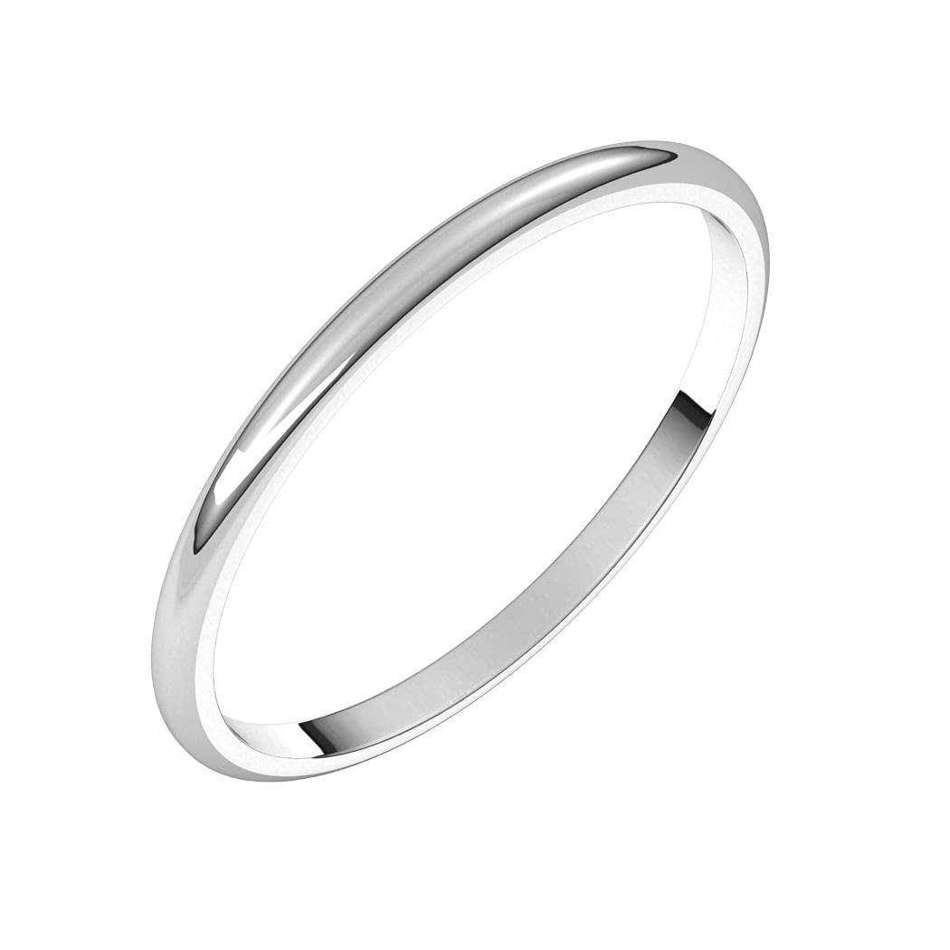 14K White Gold 1.5mm Half Round Lightweight Band Ring for Women - Size 4-12 | Elegant Stackable Wedding Band, Anniversary Gift, Everyday Jewelry for Work & Special Occasions