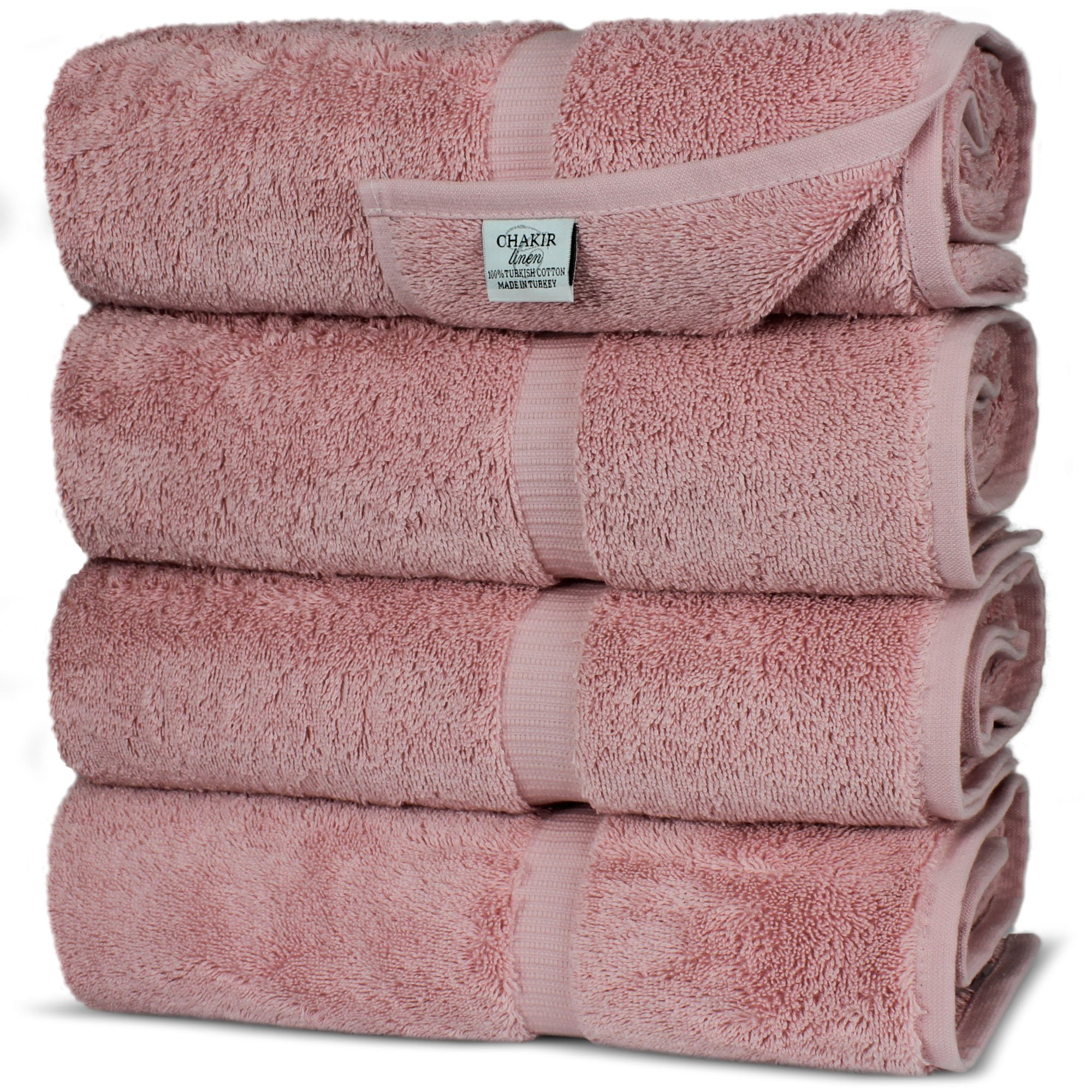 Premium Turkish Cotton Bath Towels Set of 4 - Ultra Absorbent & Quick Dry, Soft Luxury Towels for Bathroom, Spa, Beach & Pool (Pink)