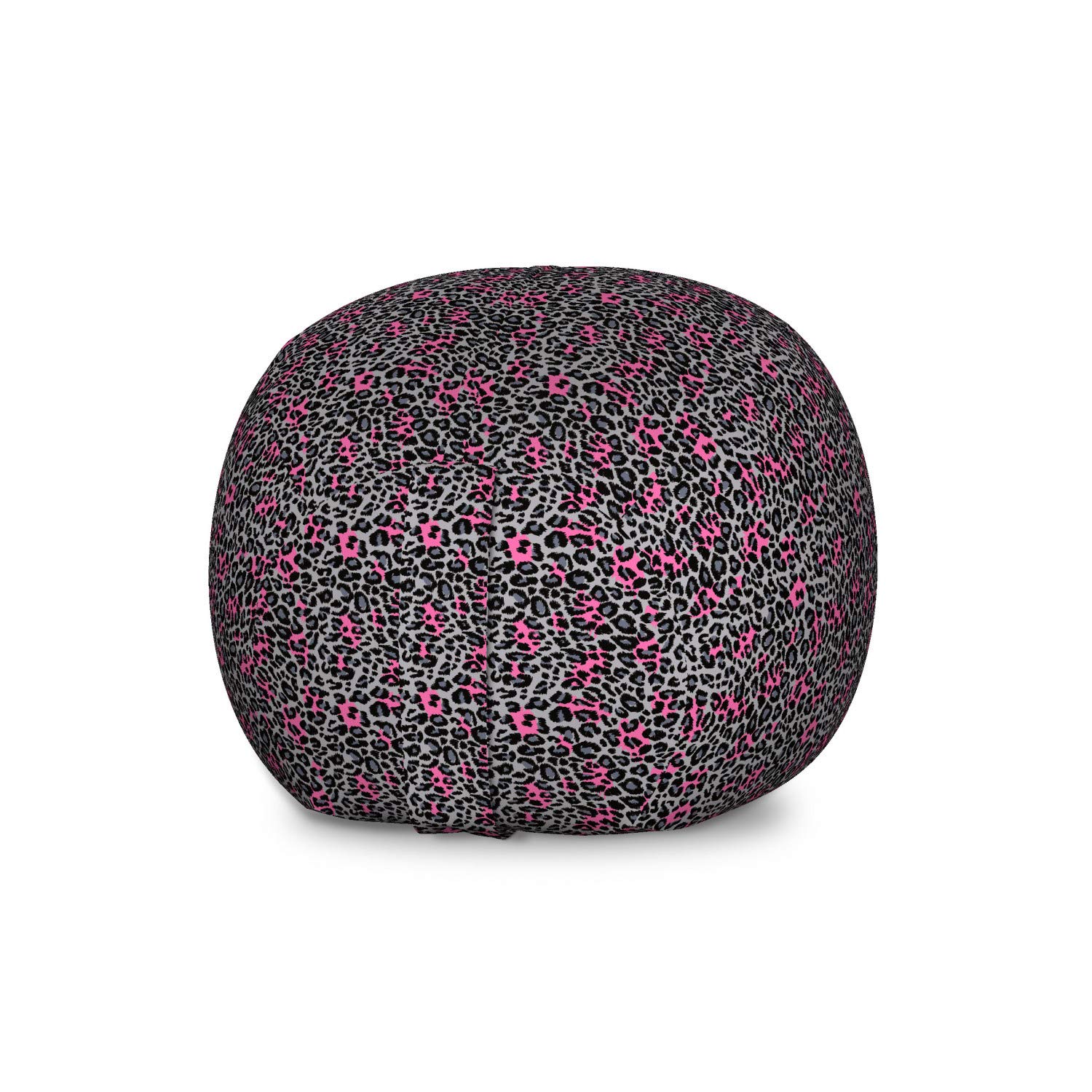 Ambesonne Leopard Print Storage Toy Bag Chair - Large Washable Stuffed Animal Organizer with Savannah Animal Pattern, Pink Grey Black - Perfect for Kids' Room, Playroom & Nursery Organization