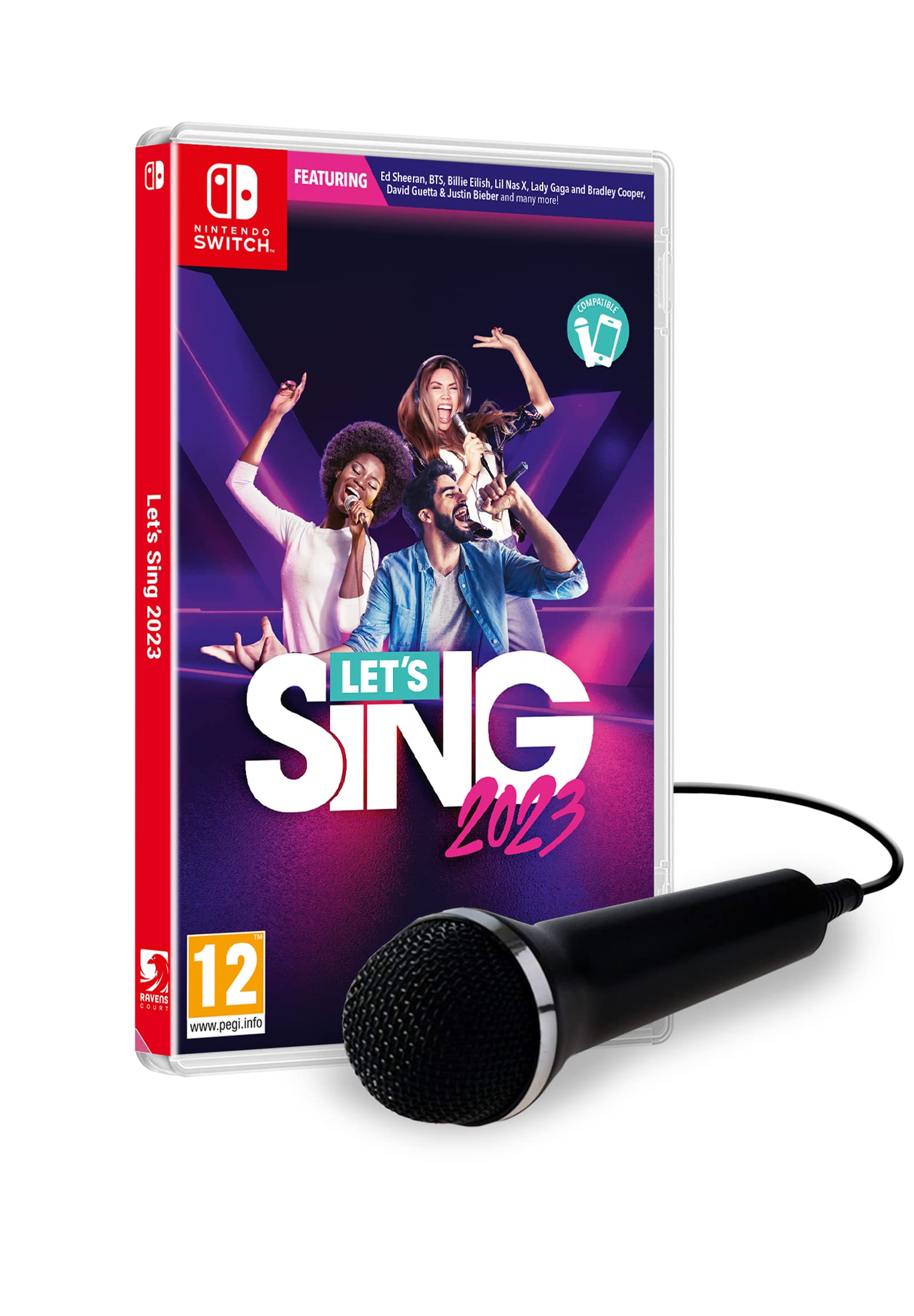 Ravenscourt Let's Sing 2023 Video Game for Nintendo Switch with Microphone - Family Karaoke Party Game for Holidays & Gatherings