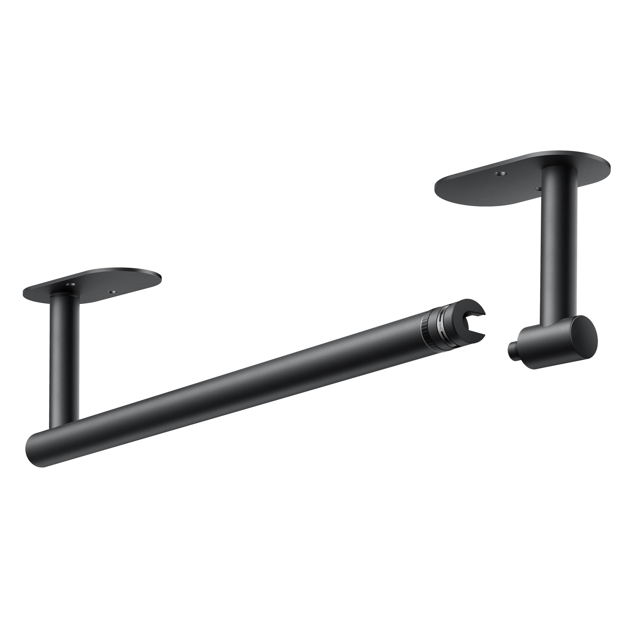FORIOUS Stainless Steel Under Cabinet Paper Towel Holder - Black Adhesive Wall Mount, Double Post Pivoting Design for Kitchen, Bar & Sink - Space Saving & Durable (Perfect for Small Kitchens, RVs & Apartments)