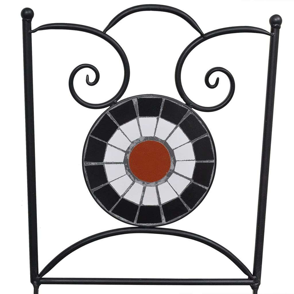 3-Piece Outdoor Bistro Set - Ceramic Tile Table & Cast Aluminum Chairs - Terracotta & White Patio Dining Furniture for Garden, Yard, Deck - Antique Copper Finish - Perfect for Outdoor Entertaining, Coffee Breaks & Small Space Dining