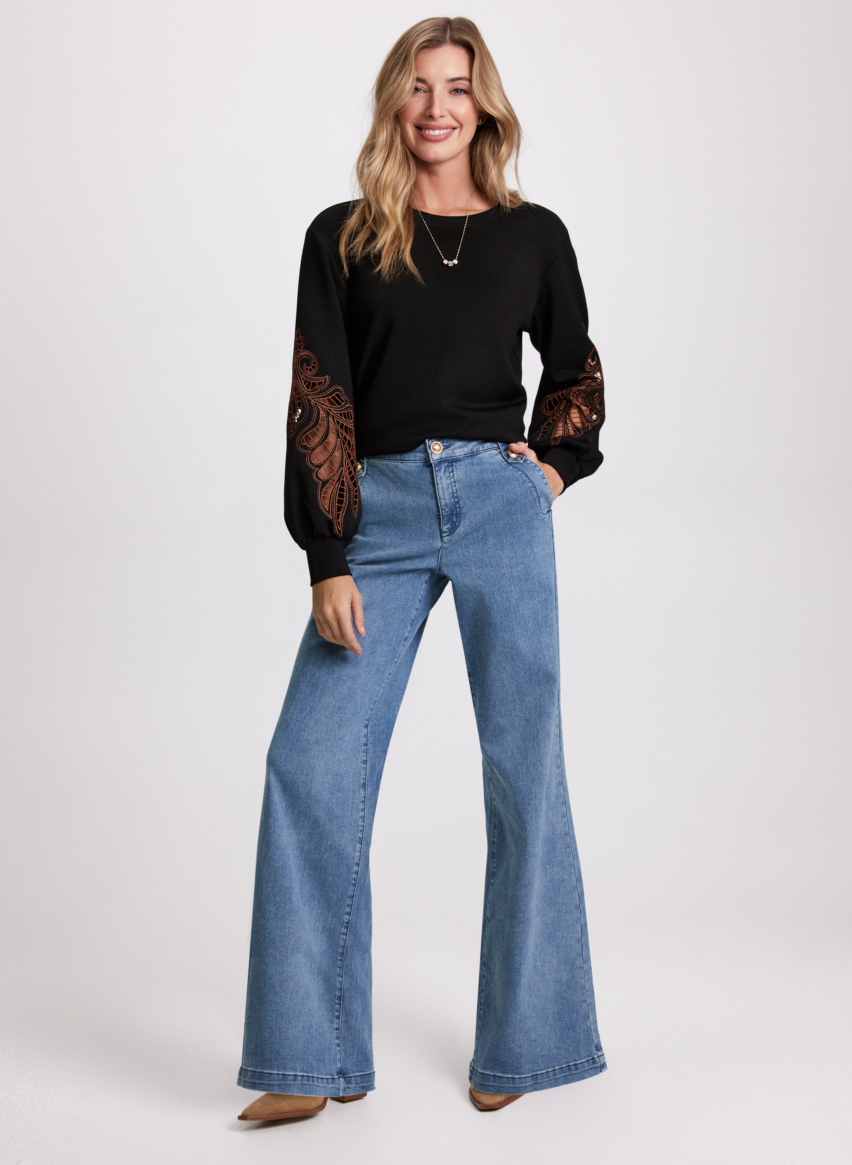 Vintage Faded Wide Leg Jeans for Women - High Waist Distressed Denim Pants - Casual & Boho Style for Everyday Wear, Street Fashion, and Music Festivals