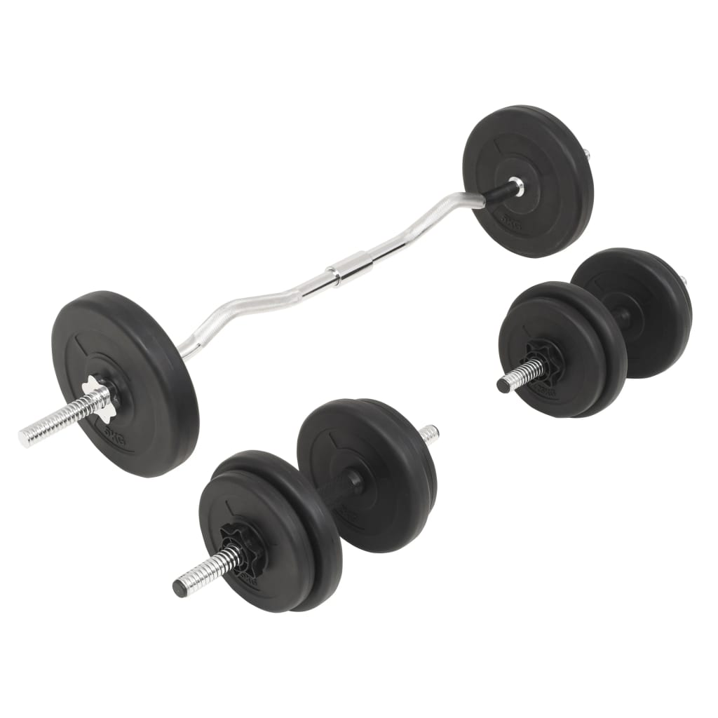 VidaXL 30kg Barbell and Dumbbell Set for Home Gym - Strength Training Equipment for Weightlifting, CrossFit & Fitness Workouts