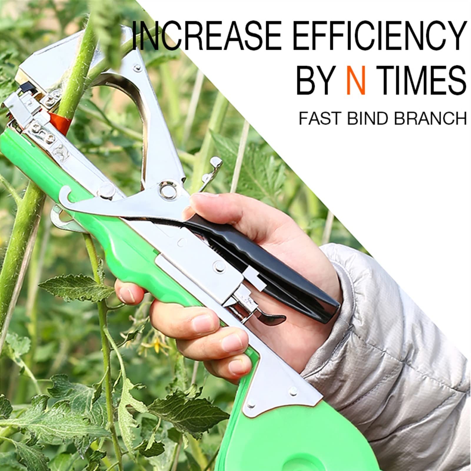 Plant Tying Machine with 10 Rolls Tape Set - Garden Tying Tool for Vegetables, Grapes, Tomatoes, Cucumbers & Flowers (Set 1) | Perfect for Vine Support, Plant Training & Greenhouse Gardening