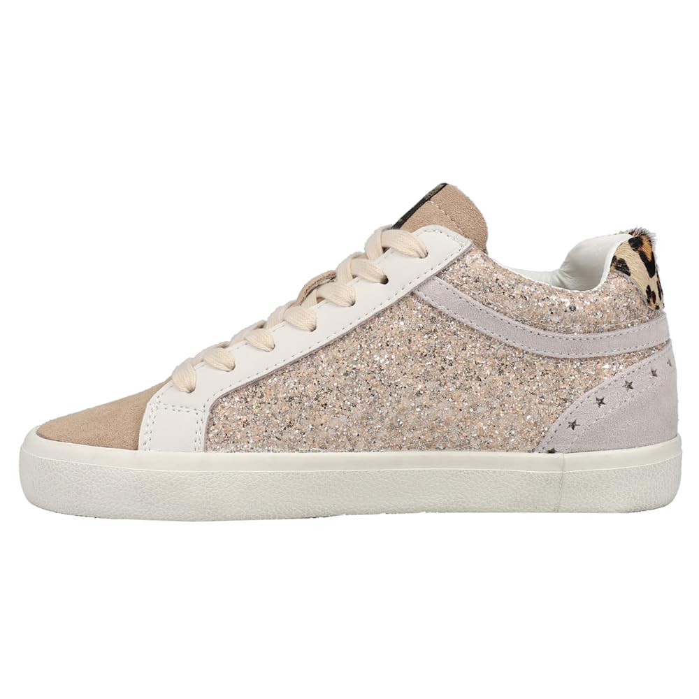 Vintage Havana Women's Metallic Glitter Lace-Up Sneakers - Casual Pink Silver White Shoes for Women | Perfect for Streetwear, Parties & Everyday Fashion