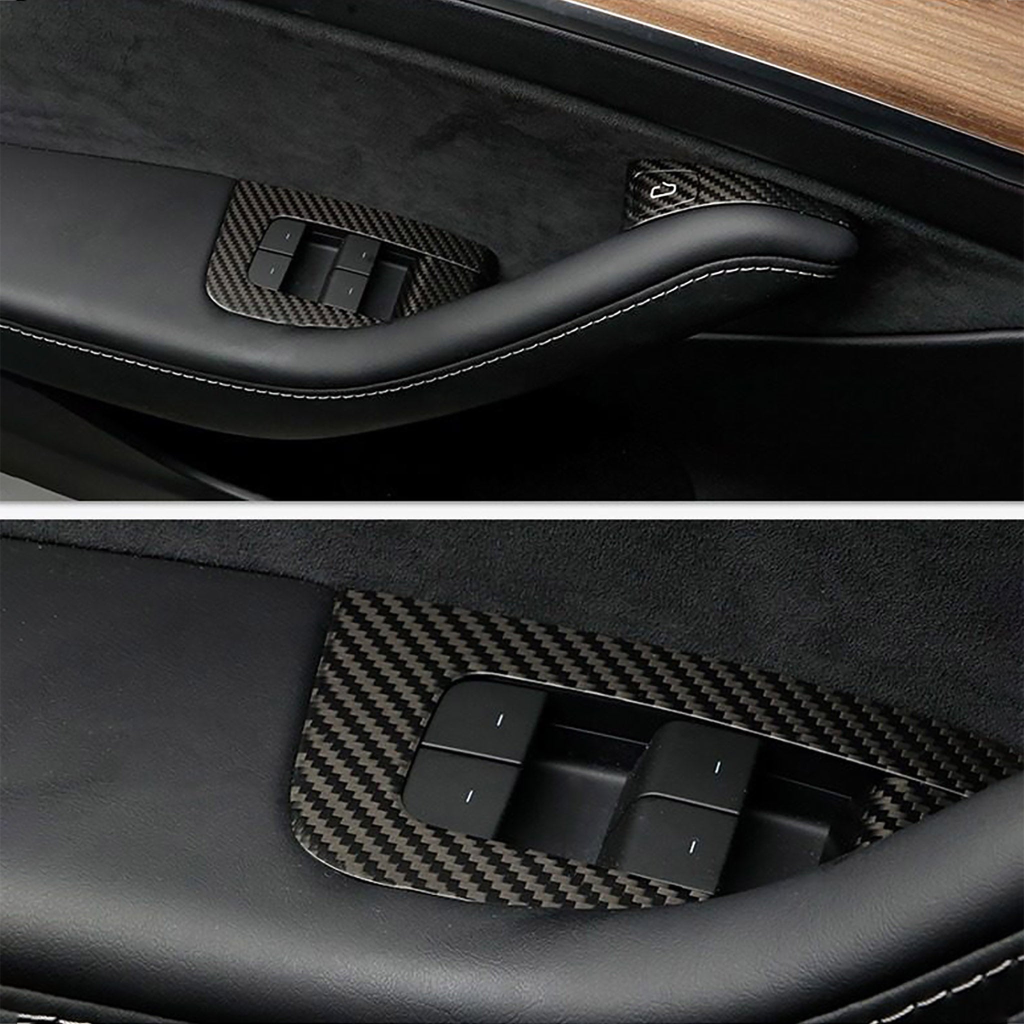 Premium Real Carbon Fiber Window Switch Trim Cover for Tesla Model 3 & Y | 2024+ Model 3 Highland (RHD/LHD Compatible) | Interior Upgrade & Luxury Car Accessory | Perfect for Car Enthusiasts & Tesla Owners