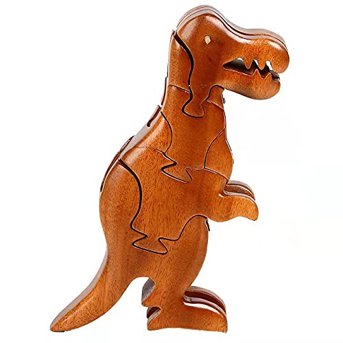 YOVQNMX Wooden Dinosaur Puzzle Toys for Kids - T-Rex Animal Wood Block Puzzle, Brain Teaser & Intelligence Game for Toddlers (Perfect for Birthday Gifts & Early Learning Activities)