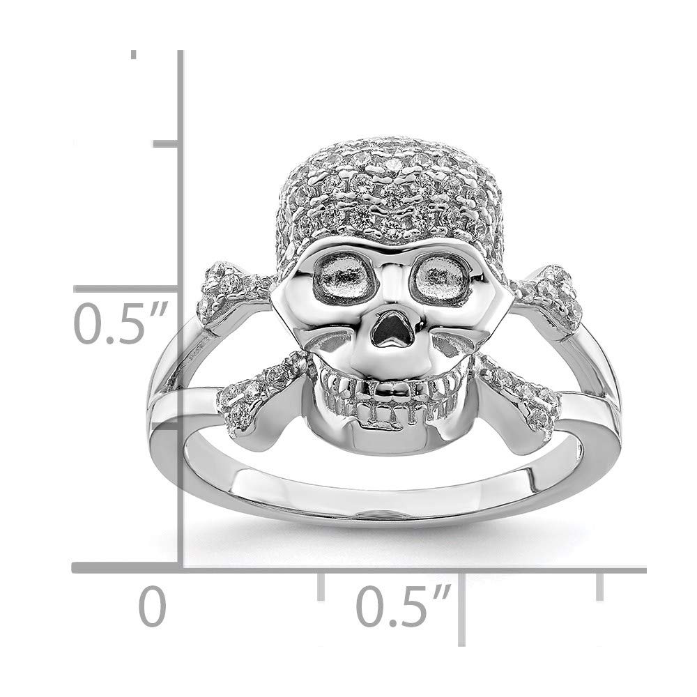 925 Sterling Silver Cubic Zirconia Skull Ring for Women - Gothic Punk Jewelry Gift for Her - Perfect for Halloween, Rock Concerts & Edgy Fashion
