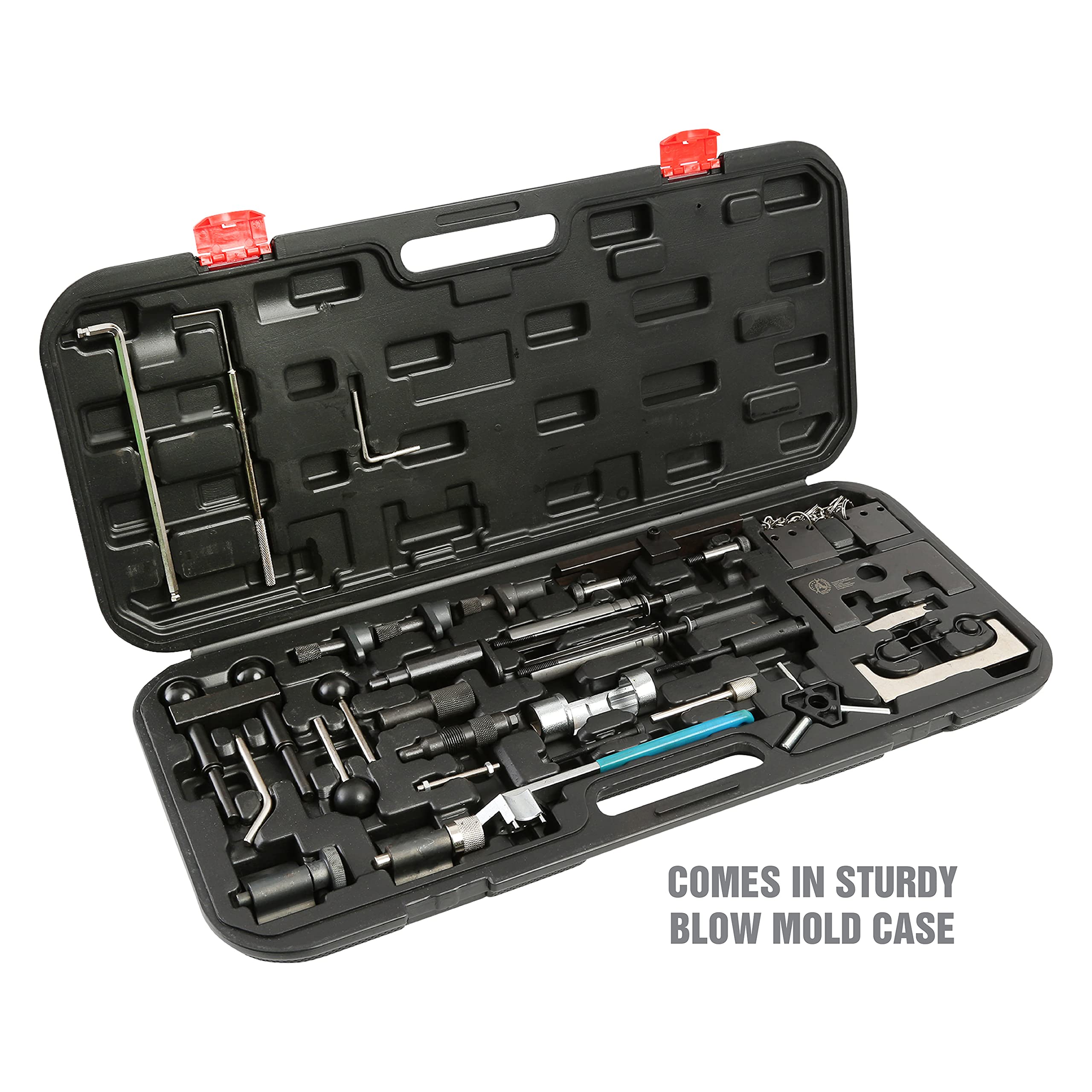 OEMTOOLS 27404 37-Piece Engine Timing Tool Kit for VW Audi VAG - Includes Belt Tensioner, Cam Pulley Holder & Camshaft Adjuster - Professional Automotive Repair Tool Set for Timing Belt Replacement & Engine Maintenance