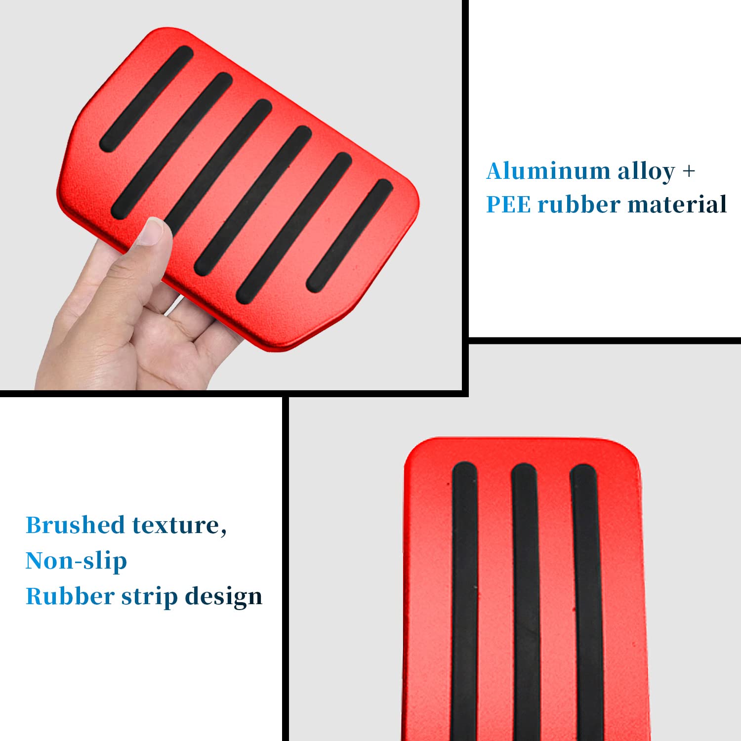 Premium Aluminum Alloy Anti-Slip Pedal Covers for 2022-2023 Tesla Model 3 & Model Y - LFOTPP 2PCS Red Footrest Accelerator Brake Pedals - Enhance Driving Comfort & Safety for Daily Commute and Road Trips