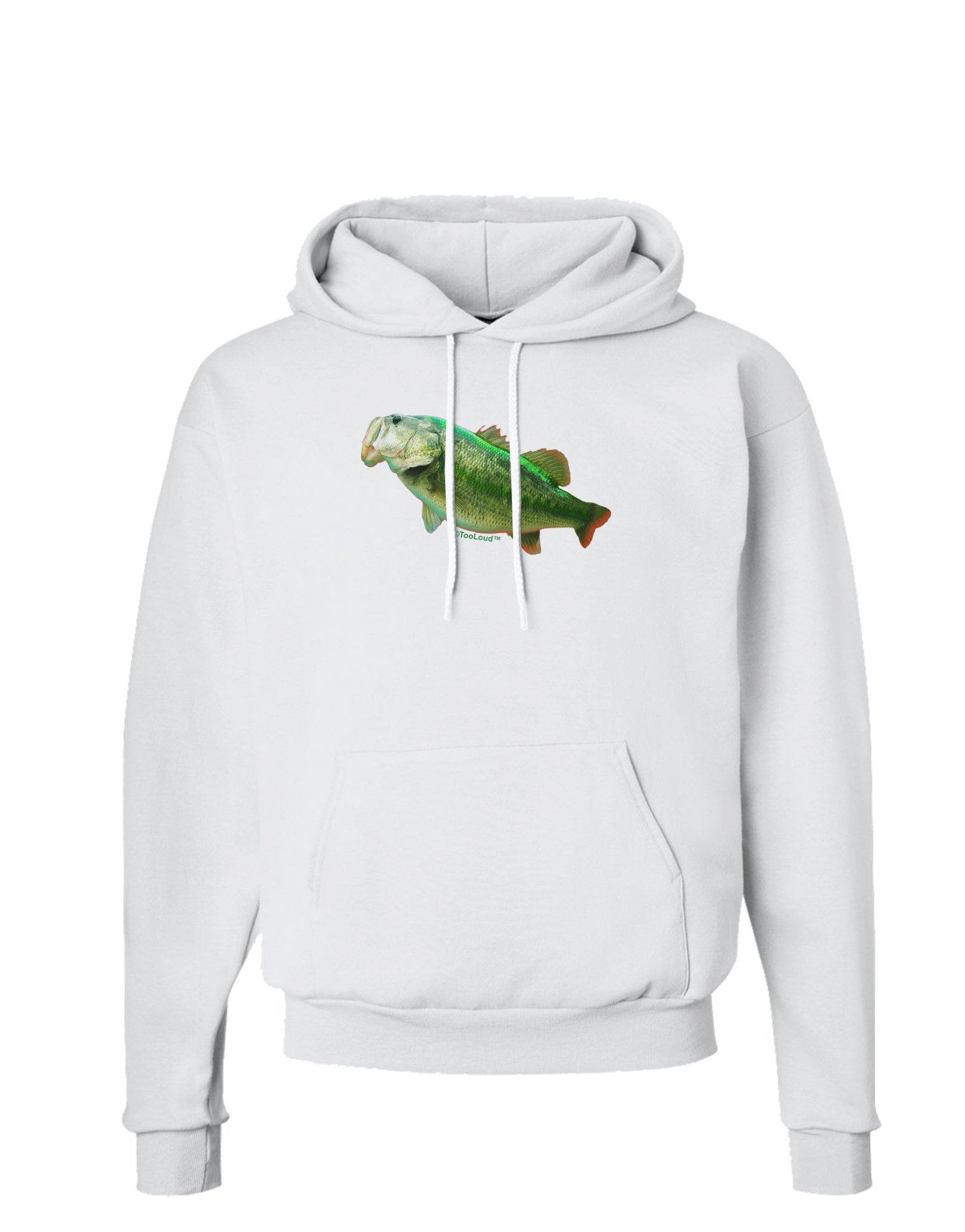 TooLoud Big Bass Fish Hoodie Sweatshirt - Comfortable Pullover with Unique Fishing Design for Men & Women - Perfect for Outdoor Fishing, Camping and Casual Wear