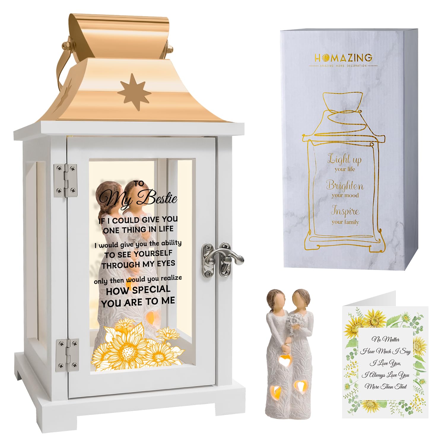 Best Friendship Gifts for Women - Funny Lantern, Scented Candles & Coffee Mug Set - Birthday & Sister Gifts for Her, BFF & Bestie - Perfect for Home Decor, Relaxation & Coffee Lovers